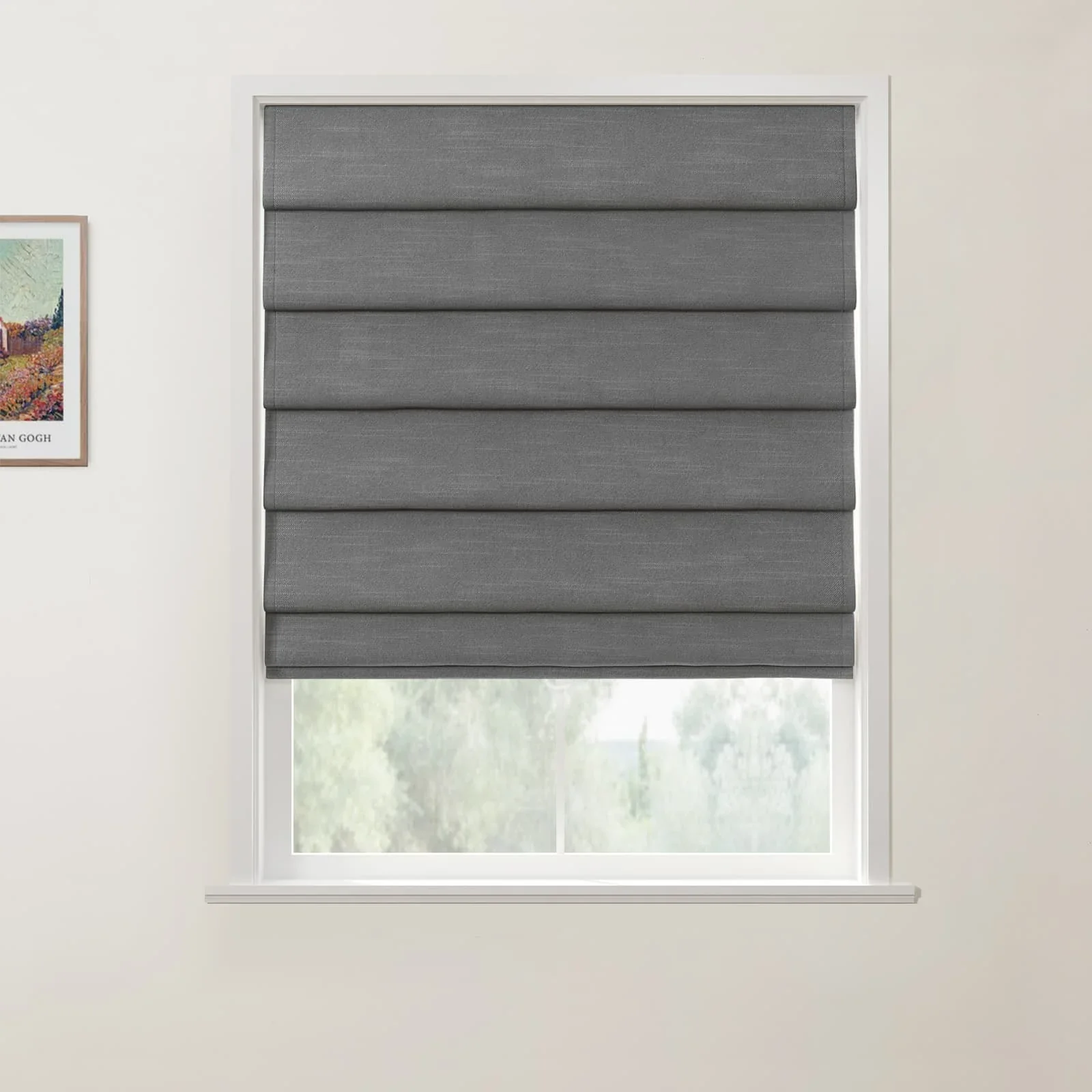 Jawara Linen Cotton Deco Fold Roman Shade Cordless - Image 21