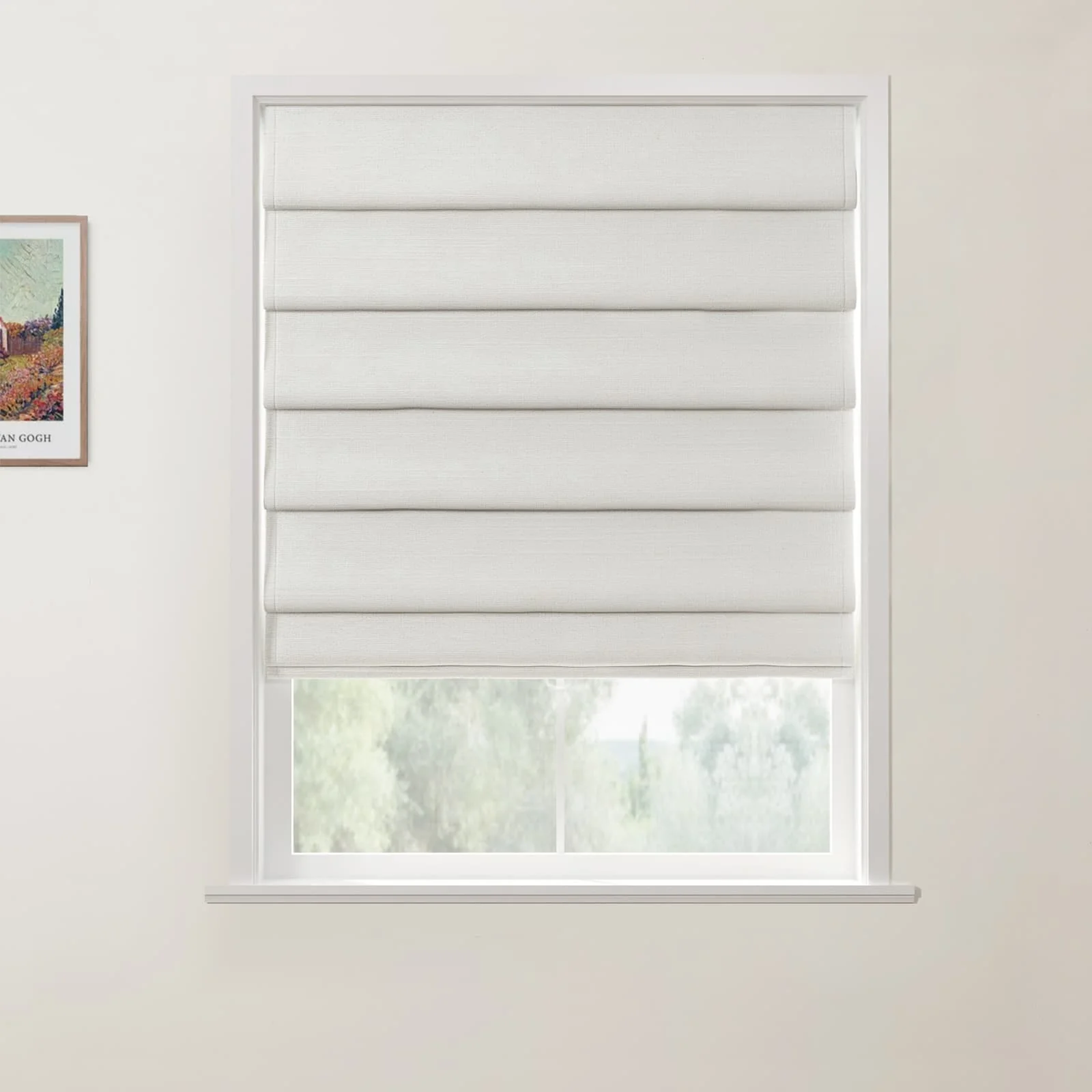 Jawara Linen Cotton Deco Fold Roman Shade Cordless - Image 29