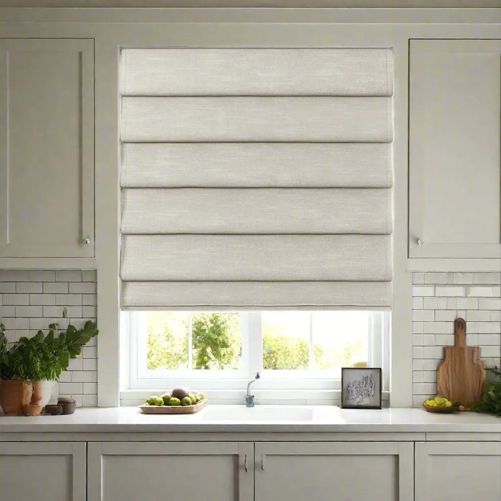 Jawara Linen Cotton Deco Fold Roman Shade Cordless - Image 33