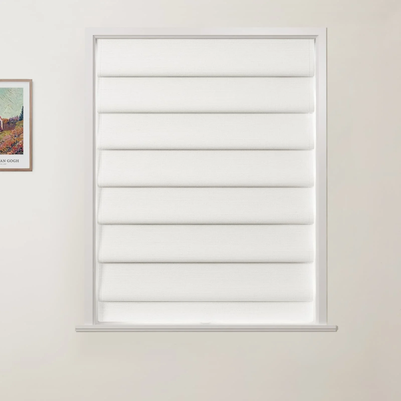 Jawara Linen Cotton Deco Fold Roman Shade Cordless - Image 7