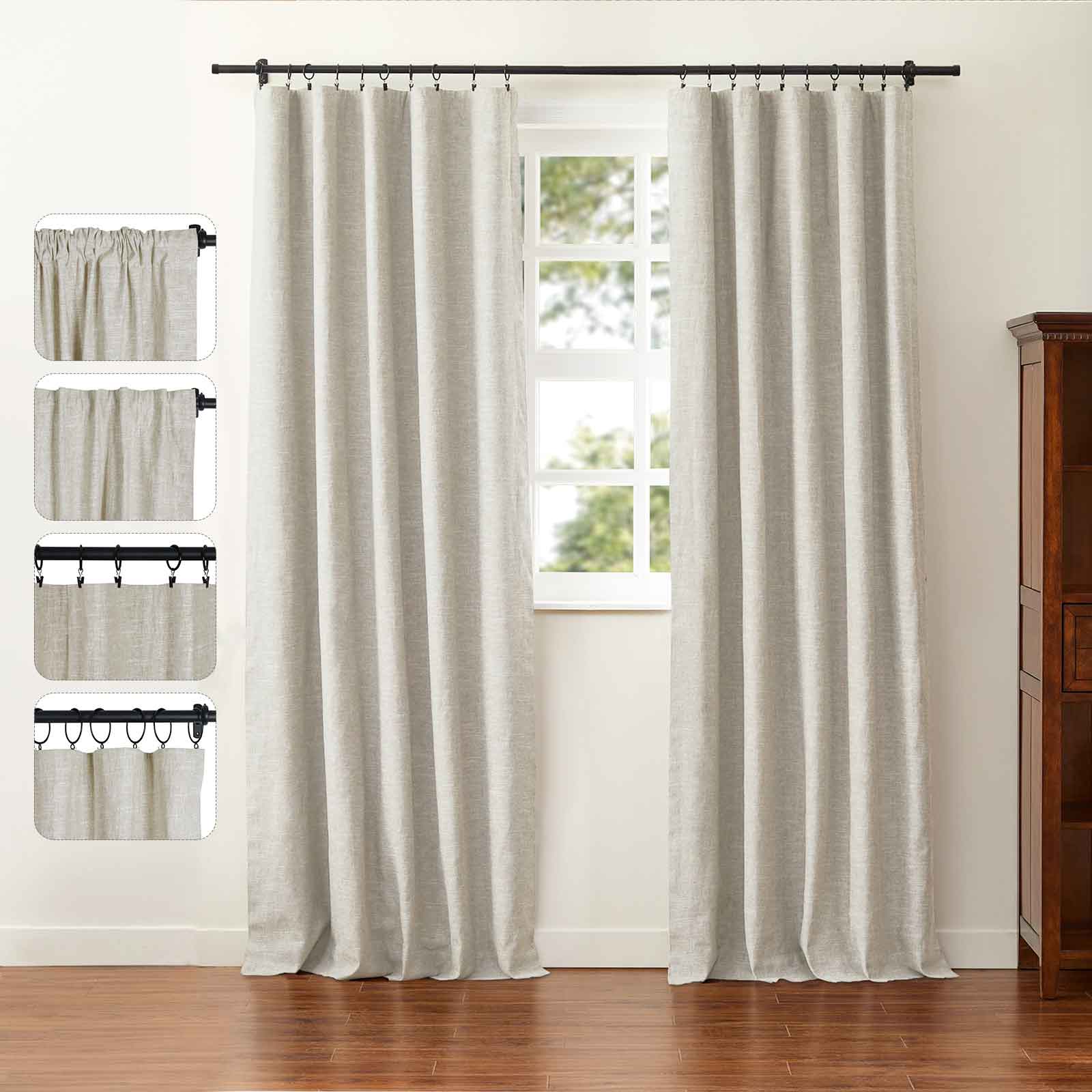 Jawara Linen Cotton Blackout Curtain in Multiway 4-in-1 Header - Image 5