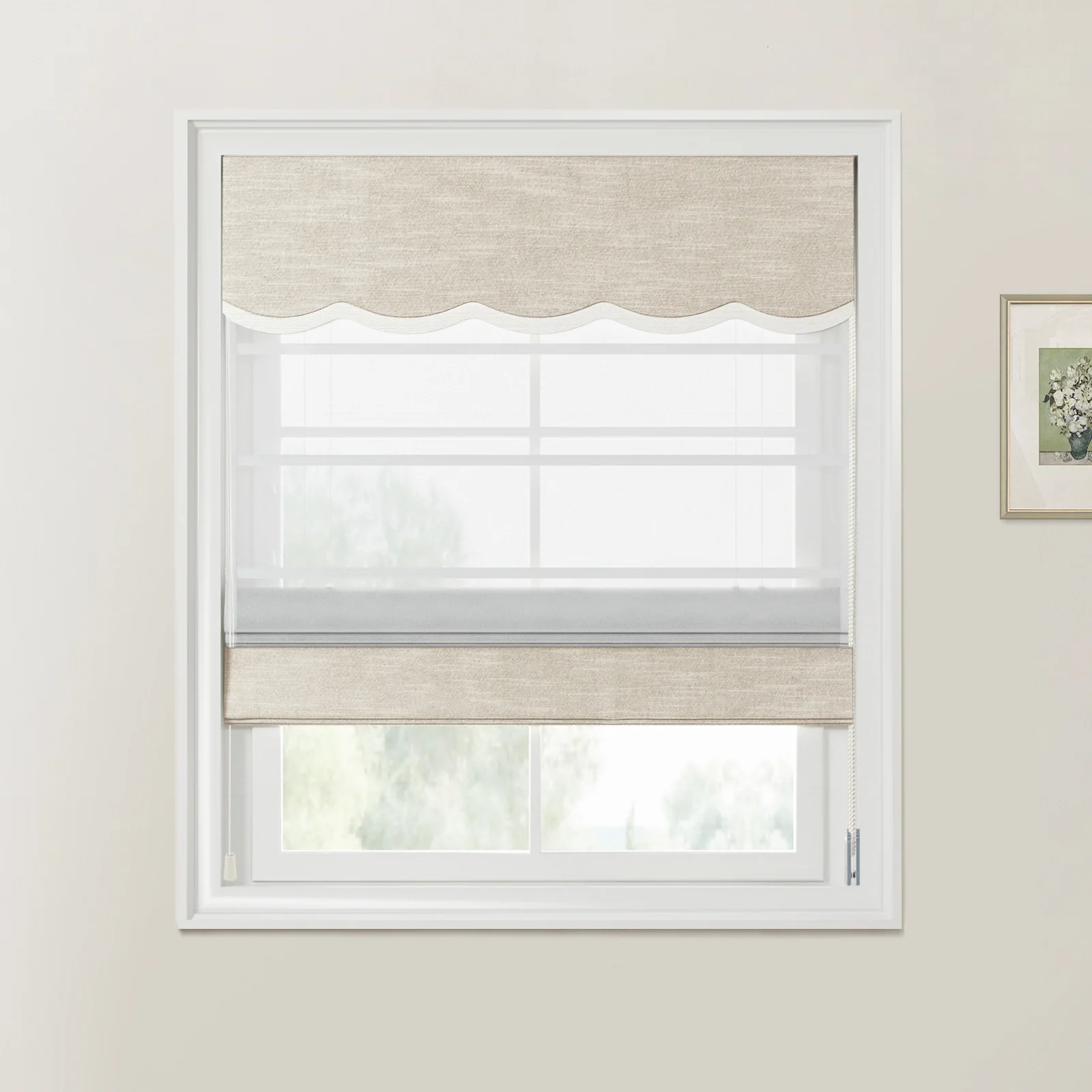 Custom Valanced Day Night Roman Shade Cord Lift - Image 37