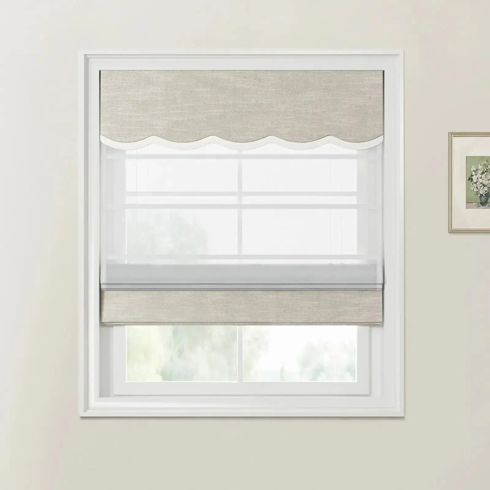Custom Valanced Day Night Roman Shade Cord Lift - Image 39