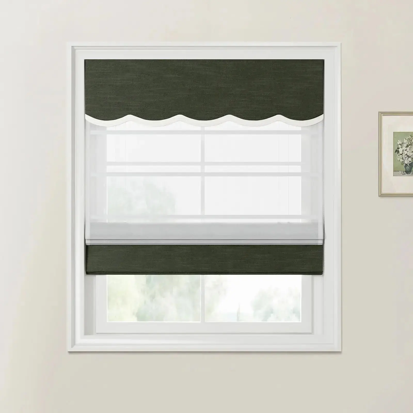 Custom Valanced Day Night Roman Shade Cord Lift - Image 44