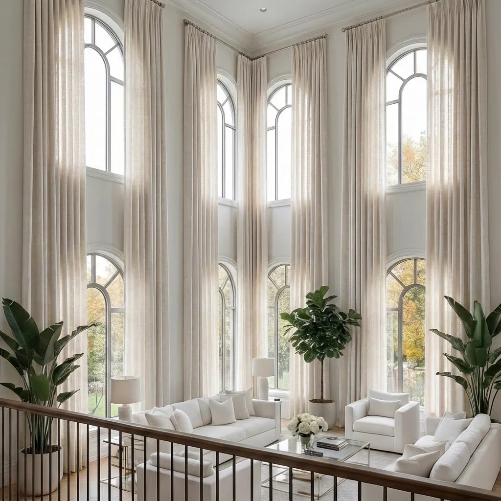 Jawara Luxury Extra Long Floor to Ceiling Linen Curtains Pleated - Image 3