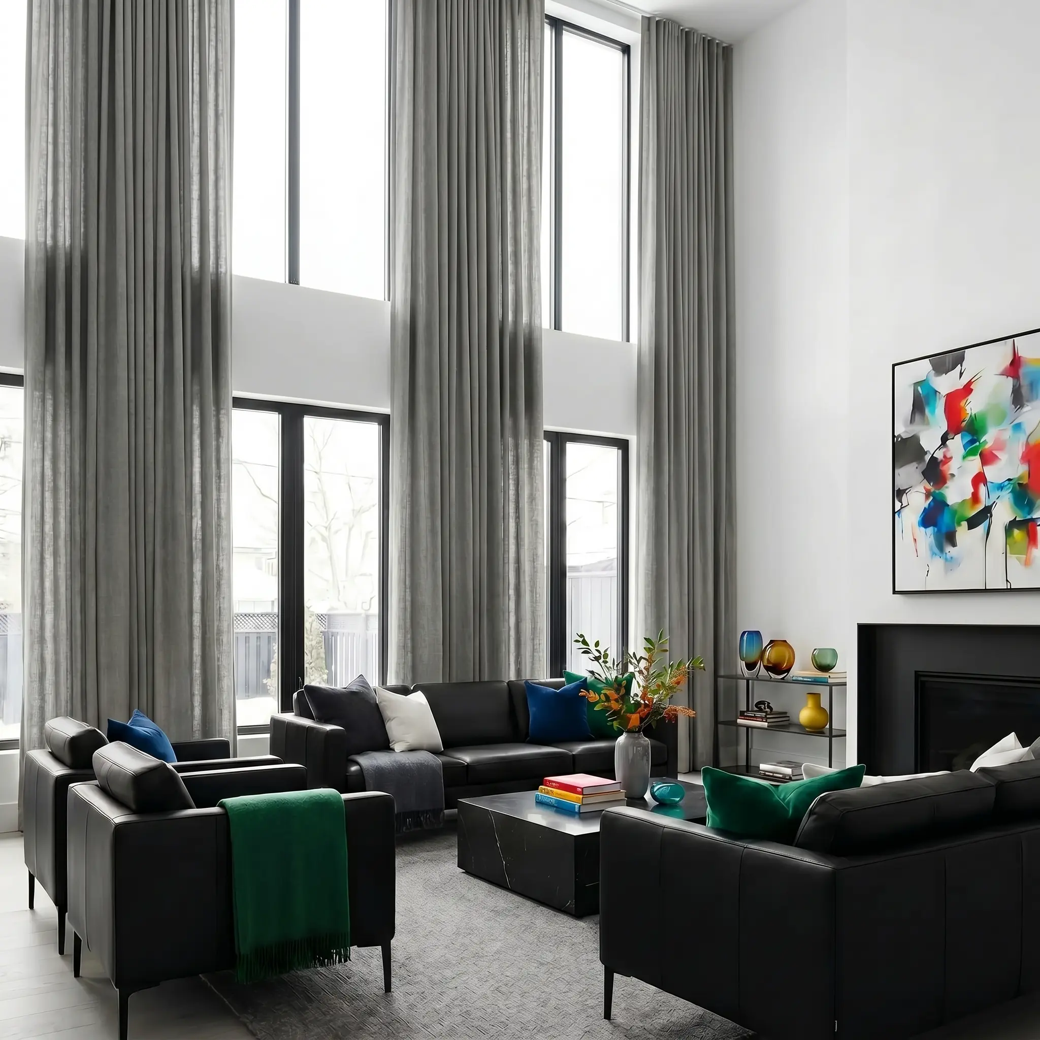 Jawara Luxury Extra Long Floor to Ceiling Linen Curtains Pleated - Image 9