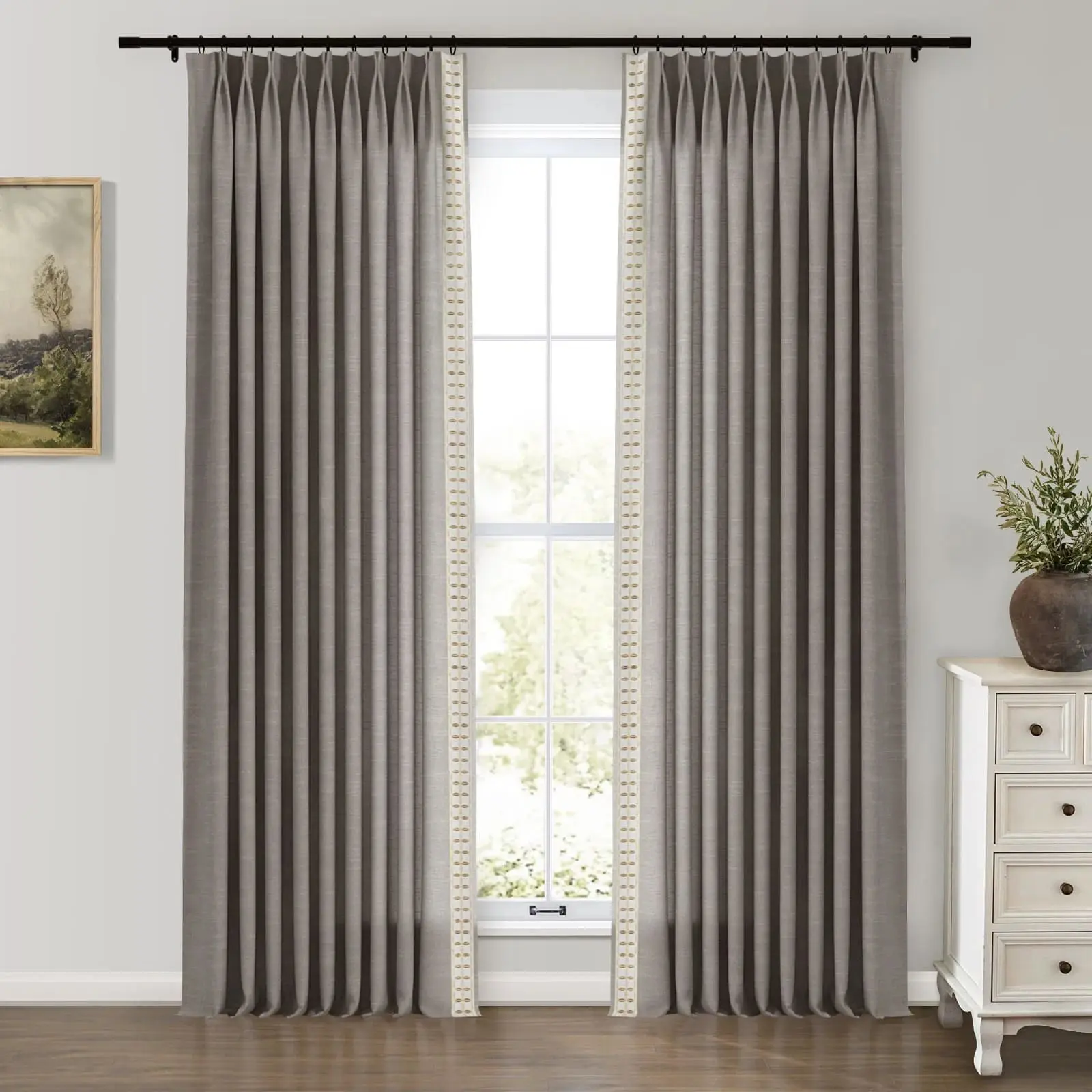 Jawara Luxury Linen Cotton Curtains with Border Trim (Sold per Pair) - Image 15