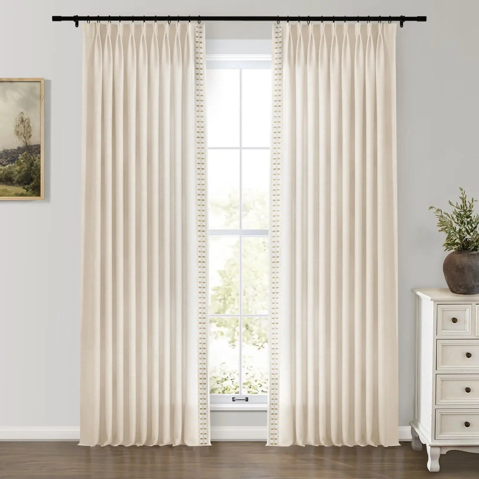 Jawara Luxury Linen Cotton Curtains with Border Trim (Sold per Pair) - Image 18