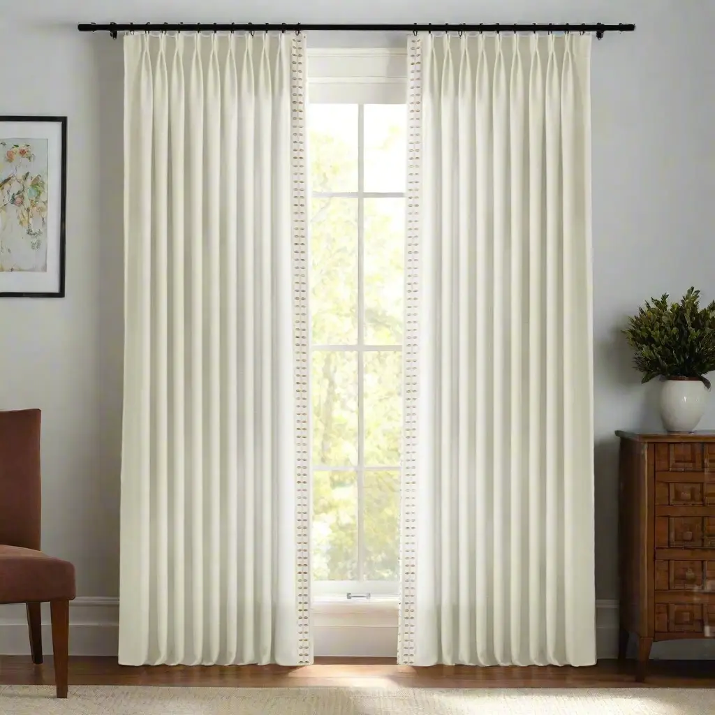Jawara Luxury Linen Cotton Curtains with Border Trim (Sold per Pair) - Image 5