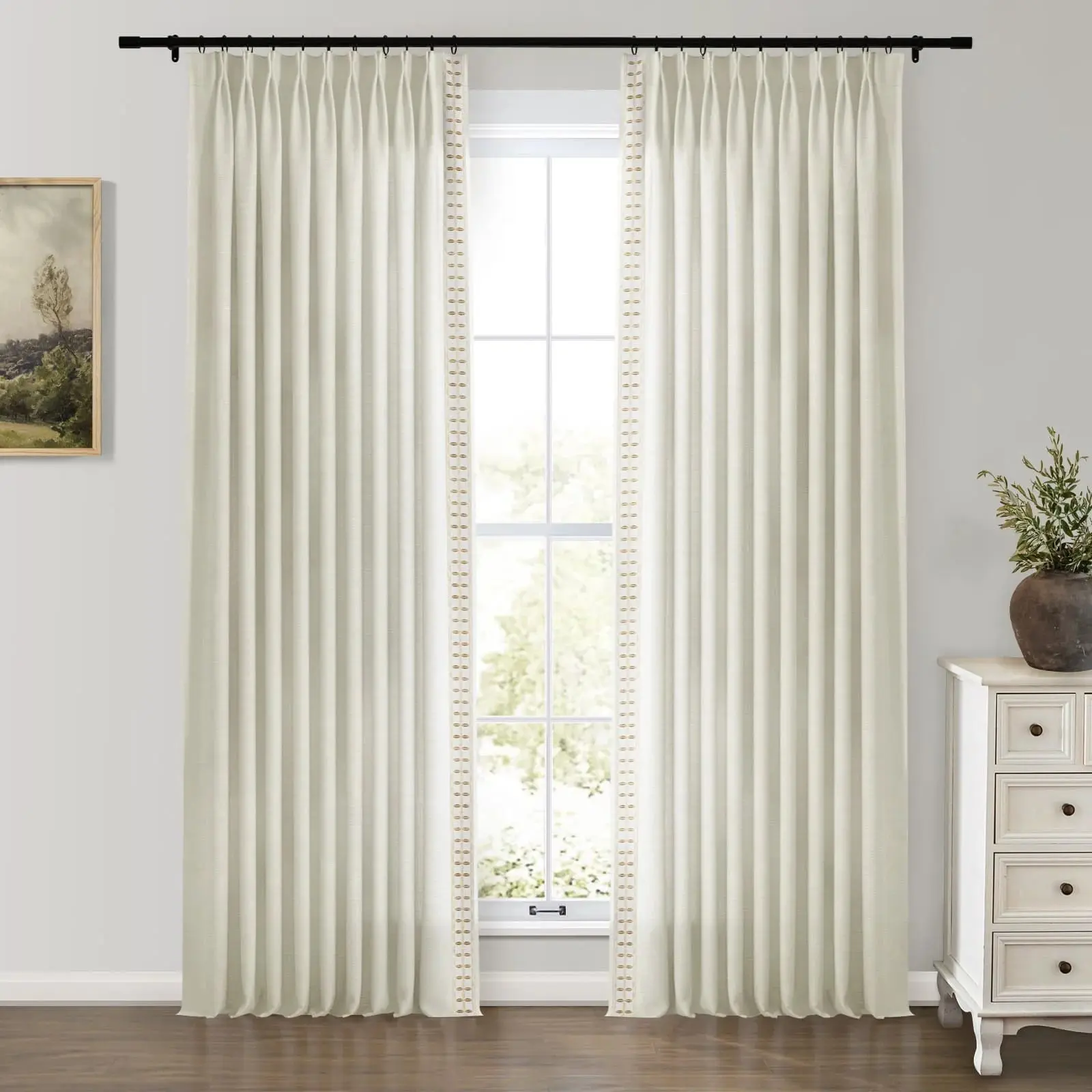 Jawara Luxury Linen Cotton Curtains with Border Trim (Sold per Pair) - Image 6