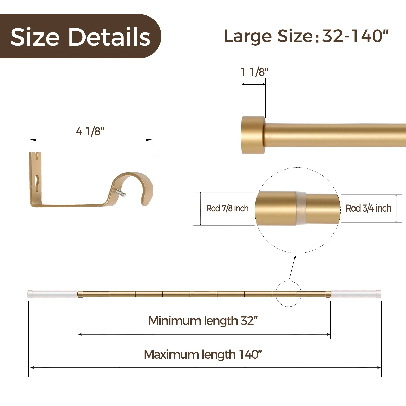 Jaylon Adjustable Curtain Rod with Rings - Image 13