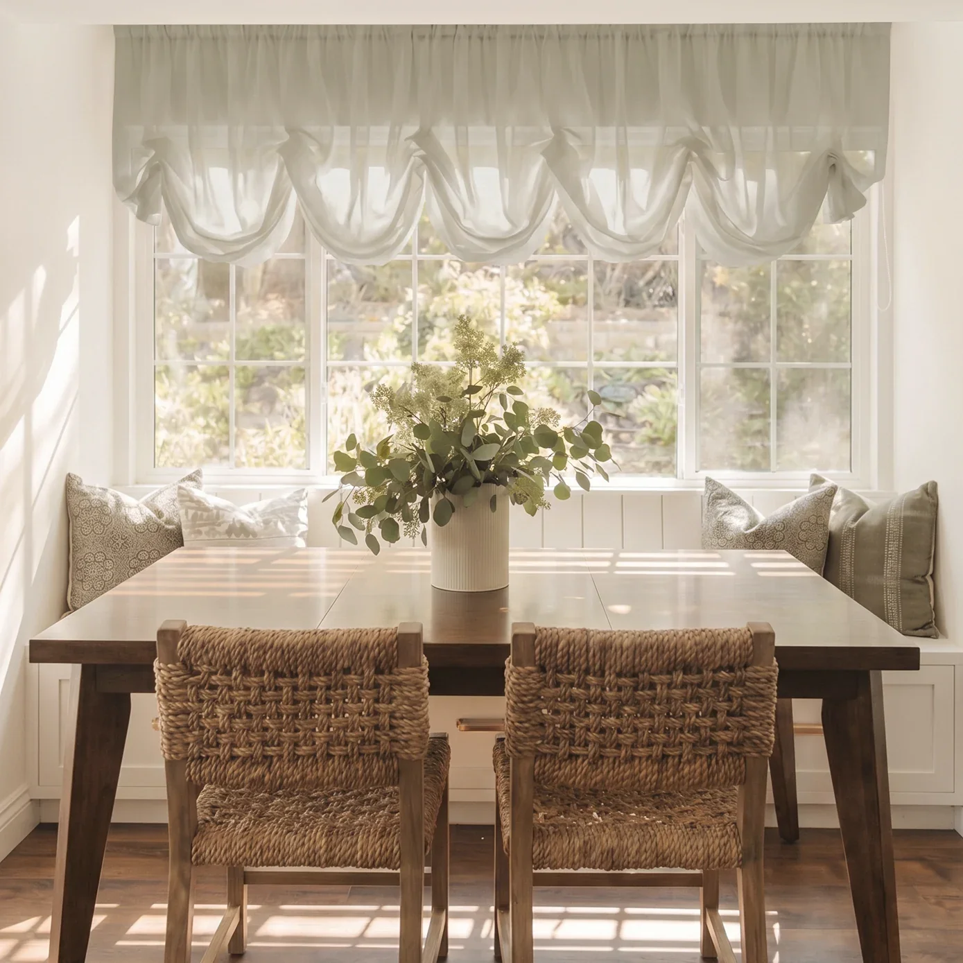 Joy 100% European Flax Linen Sheer Balloon Roman Shade Cord Lift - Image 7