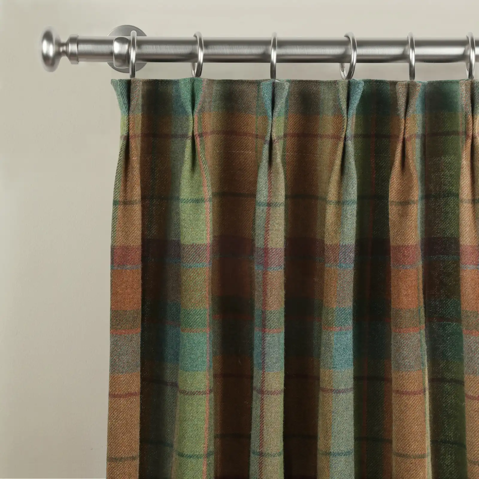 Karin Plaid Pure Wool Thermal Curtain Pleated - Image 15