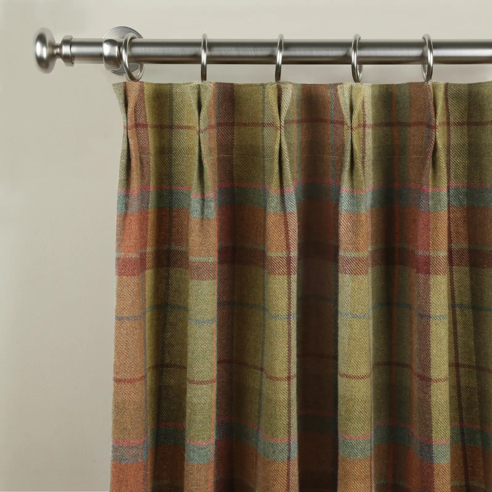 Karin Plaid Pure Wool Thermal Curtain Pleated - Image 3