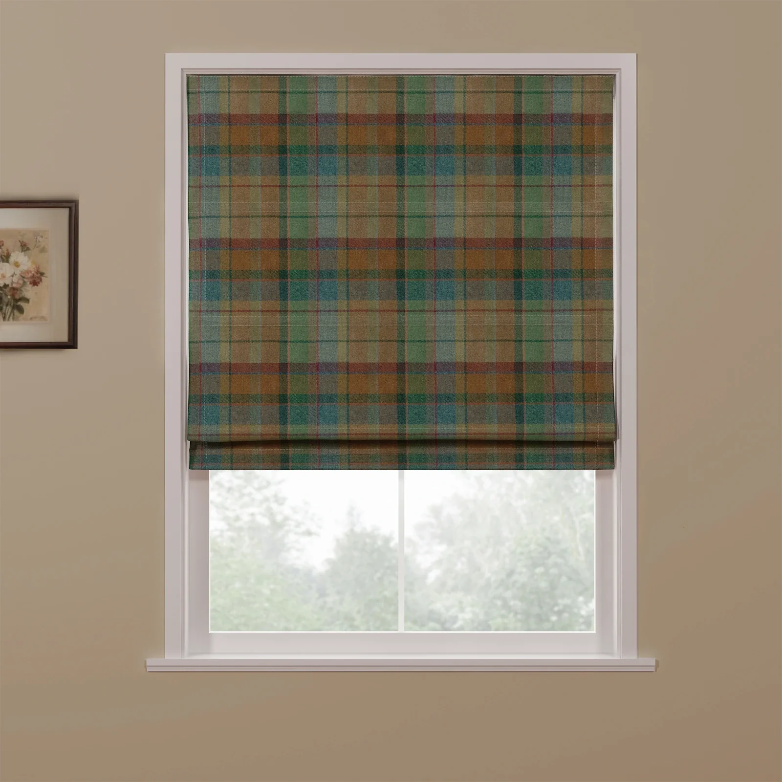 Karin Plaid Pure Wool Thermal Roman Shade Cordless - Image 14