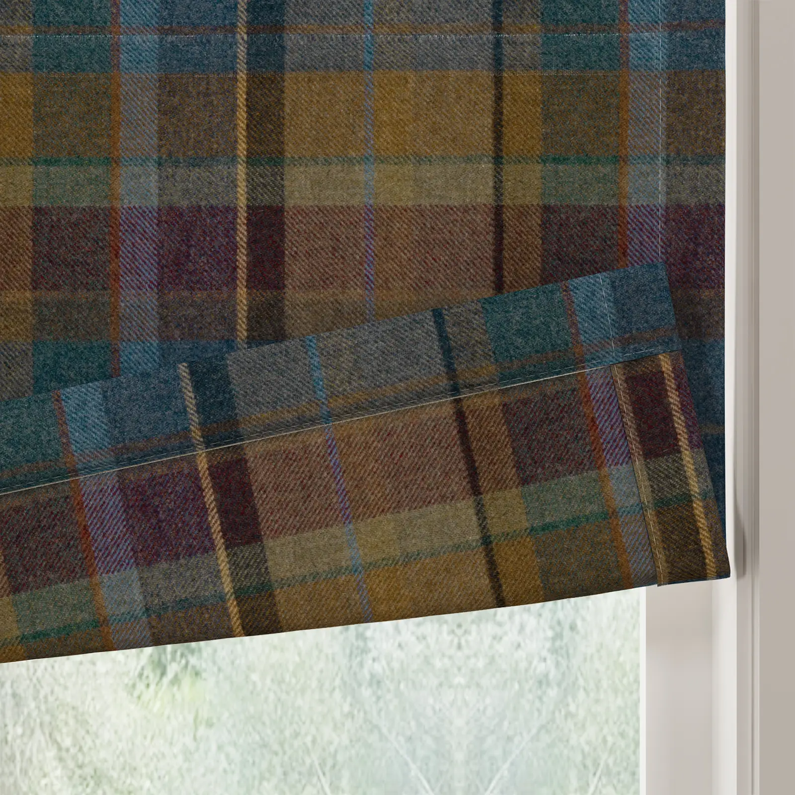 Karin Plaid Pure Wool Thermal Roman Shade Cordless - Image 21