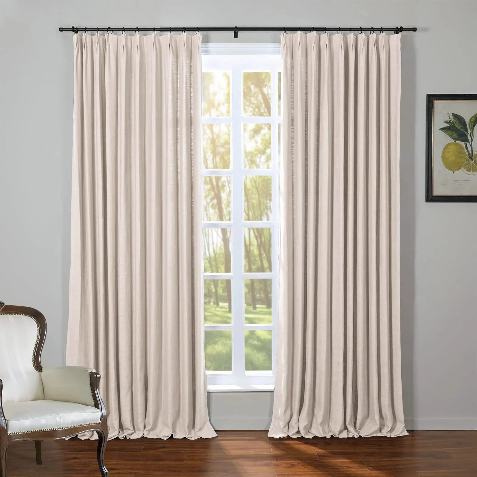 Kyla Extra Long Linen Ceiling to Floor Curtains Pleated - Image 126
