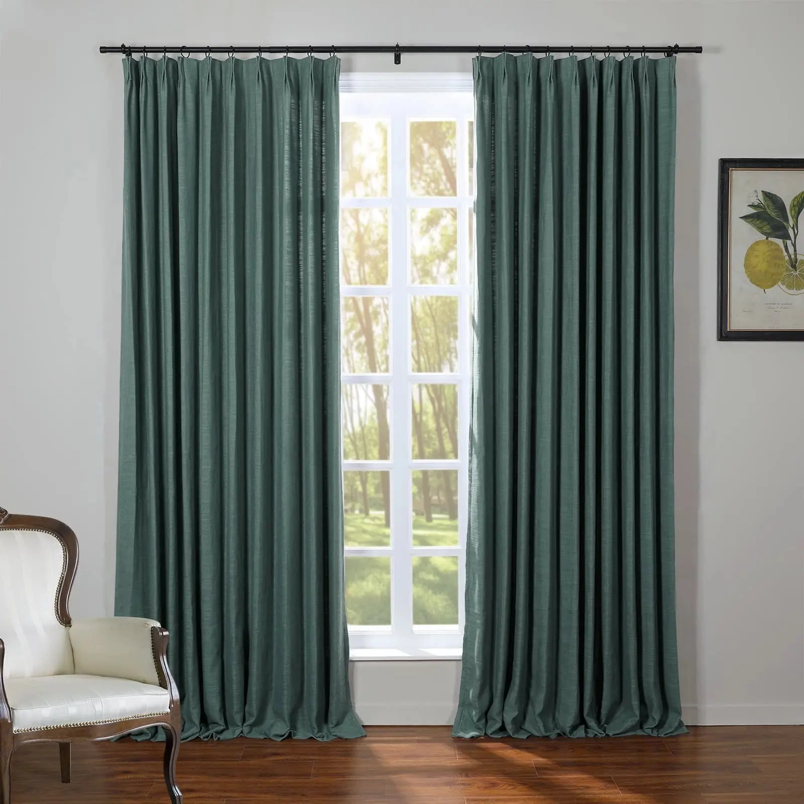 Kyla Extra Long Linen Ceiling to Floor Curtains Pleated - Image 40