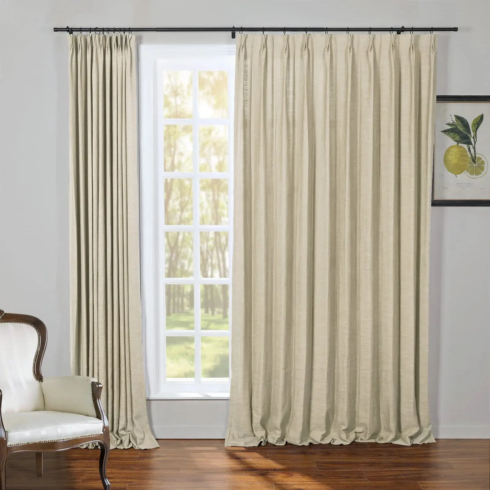 Kyla Extra Long Linen Ceiling to Floor Curtains Pleated - Image 56