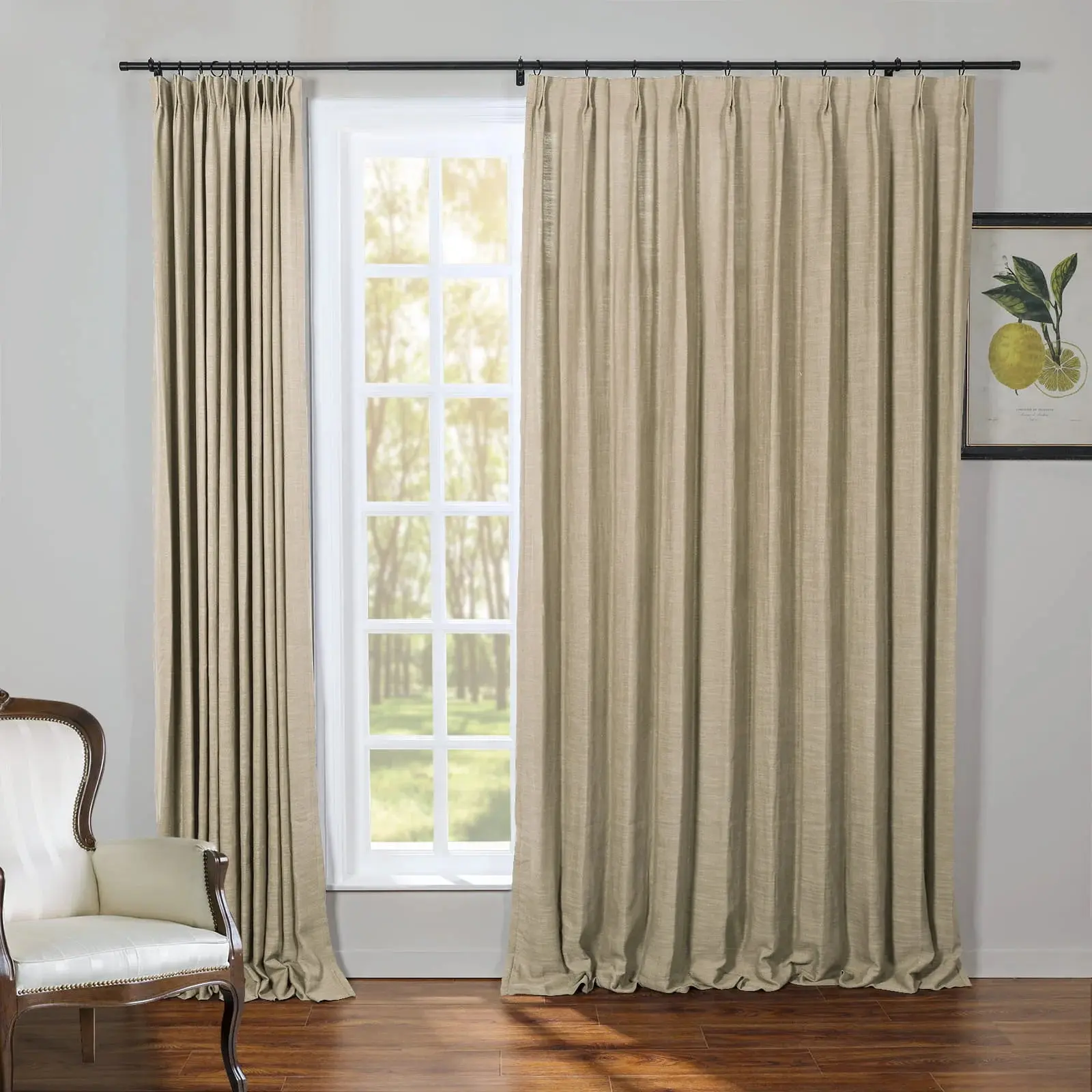 Kyla Extra Long Linen Ceiling to Floor Curtains Pleated - Image 76