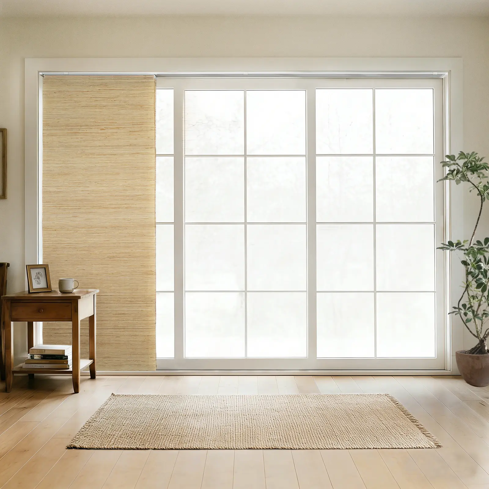 Lay Natural Woven Wood Panel Track Blinds - Beige - Image 5