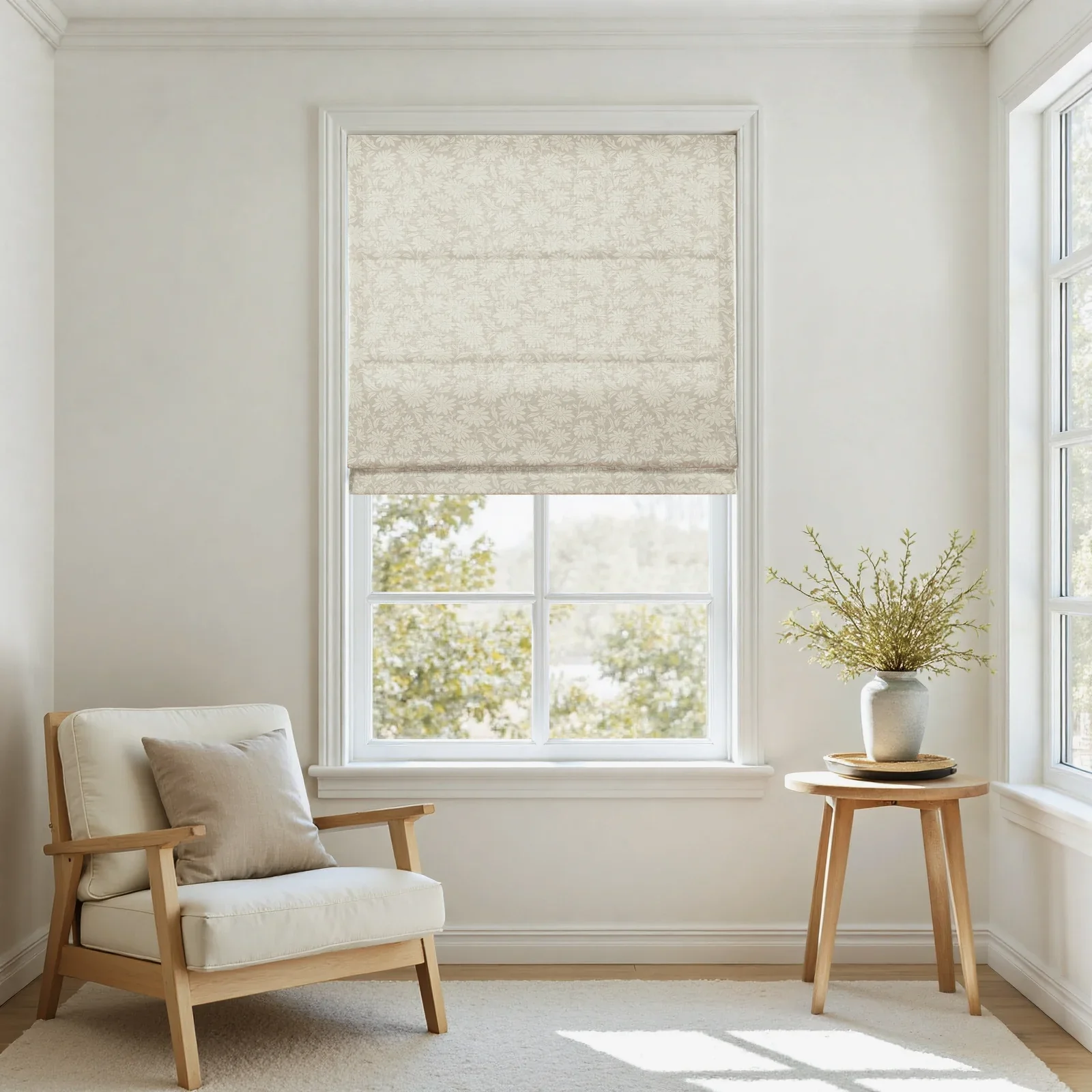 Leah Berin Dandelion Blockprint Cotton Roman Shade Cordless - Image 4