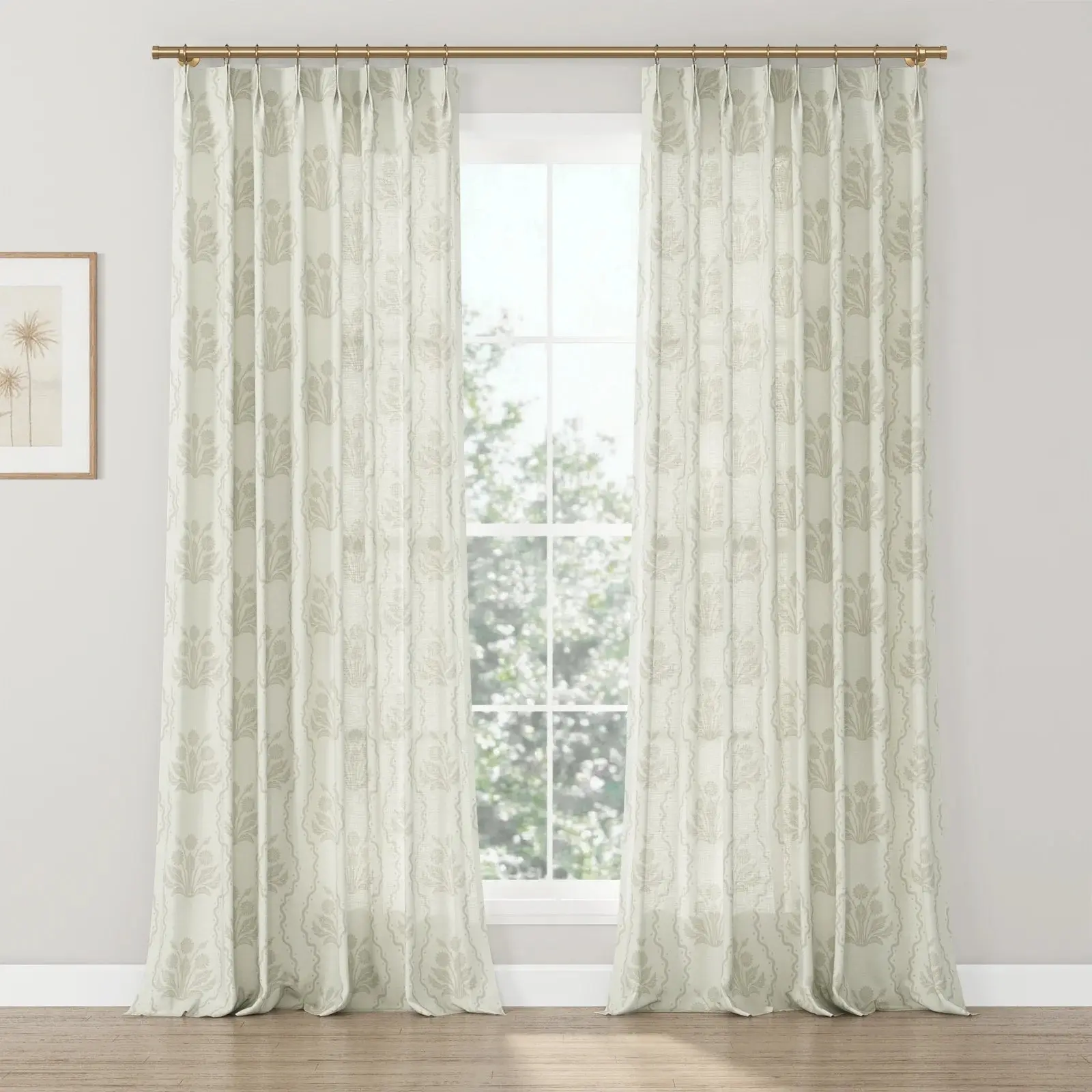 Leah Berin Garden Botanical Cotton Print Drapery Pleated - Image 9