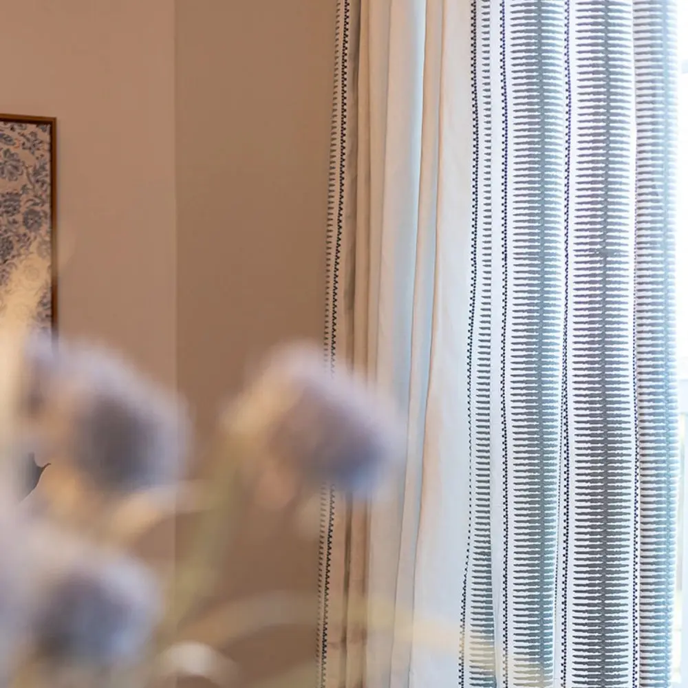 Linnea Linen Cotton Embroidered Curtain Pleated - Image 10