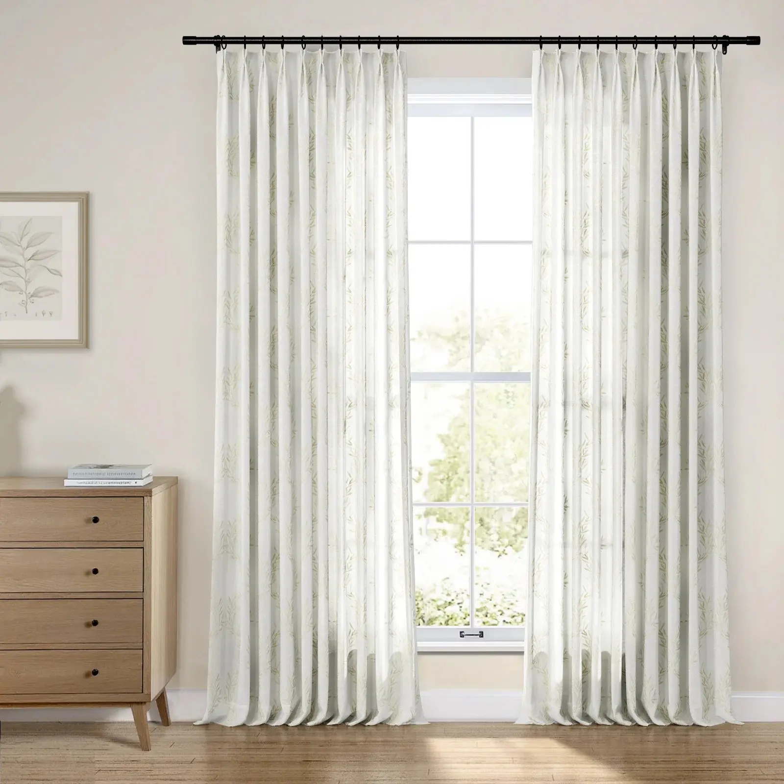 Linnea Linen Cotton Embroidered Curtain Pleated - Image 19