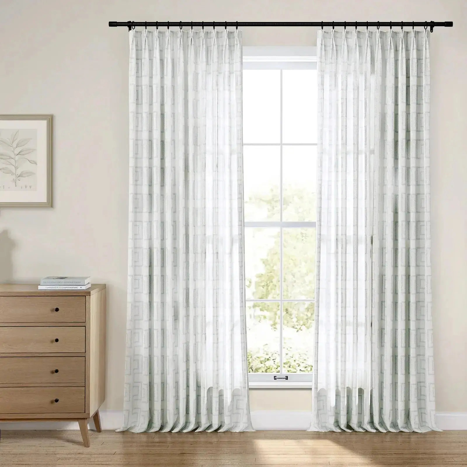 Linnea Linen Cotton Embroidered Curtain Pleated - Image 34