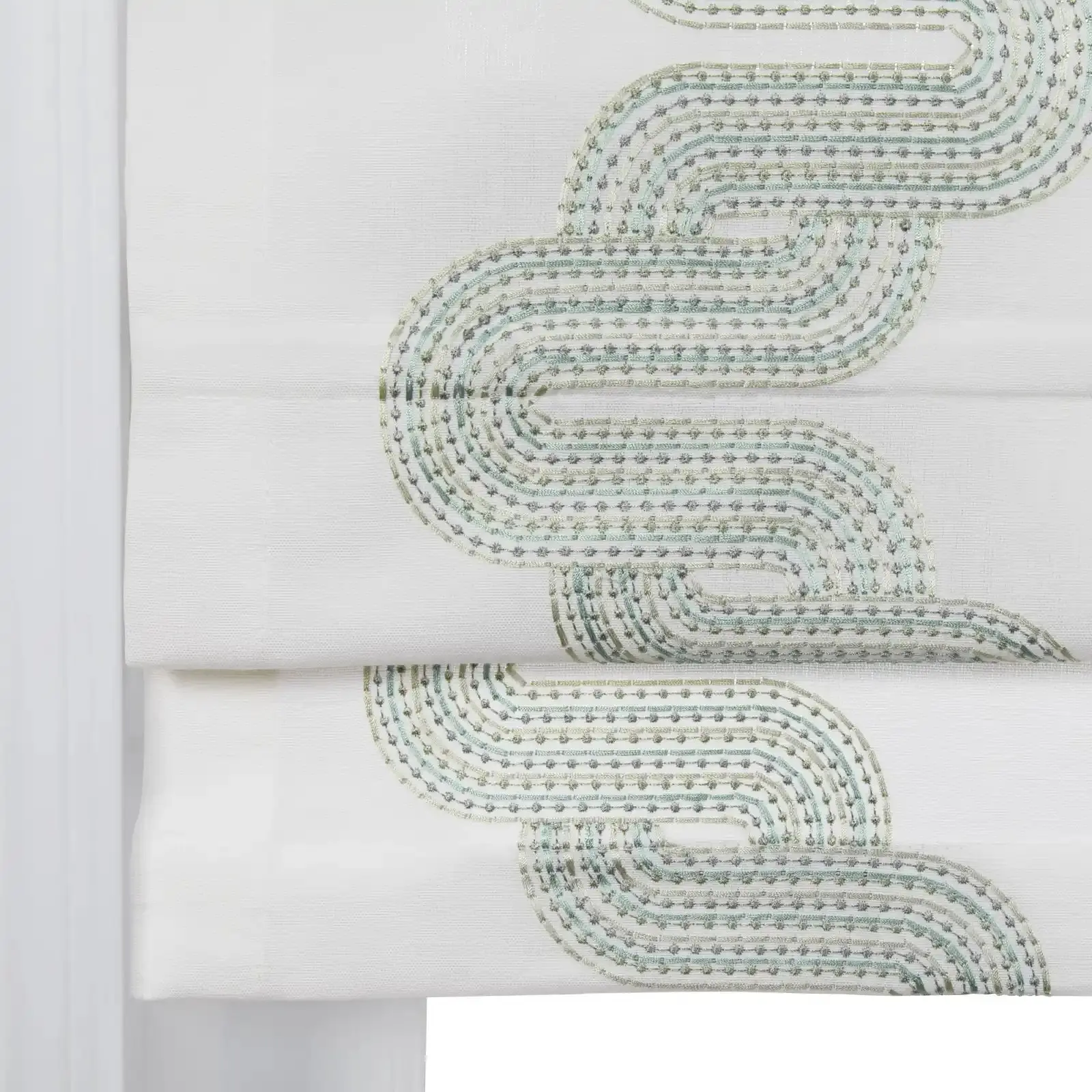 Linnea Linen Cotton Embroidered Roman Shade Cordless - Image 101