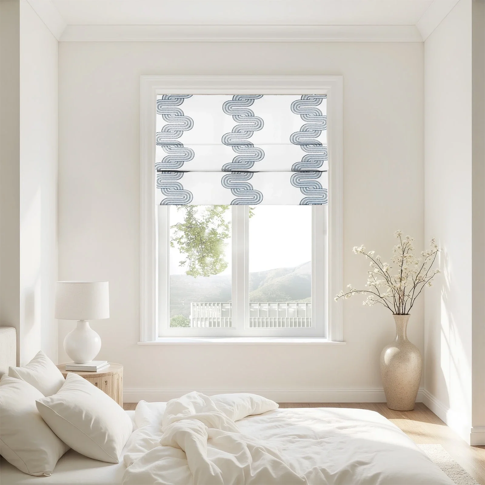 Linnea Linen Cotton Embroidered Roman Shade Cordless - Image 32