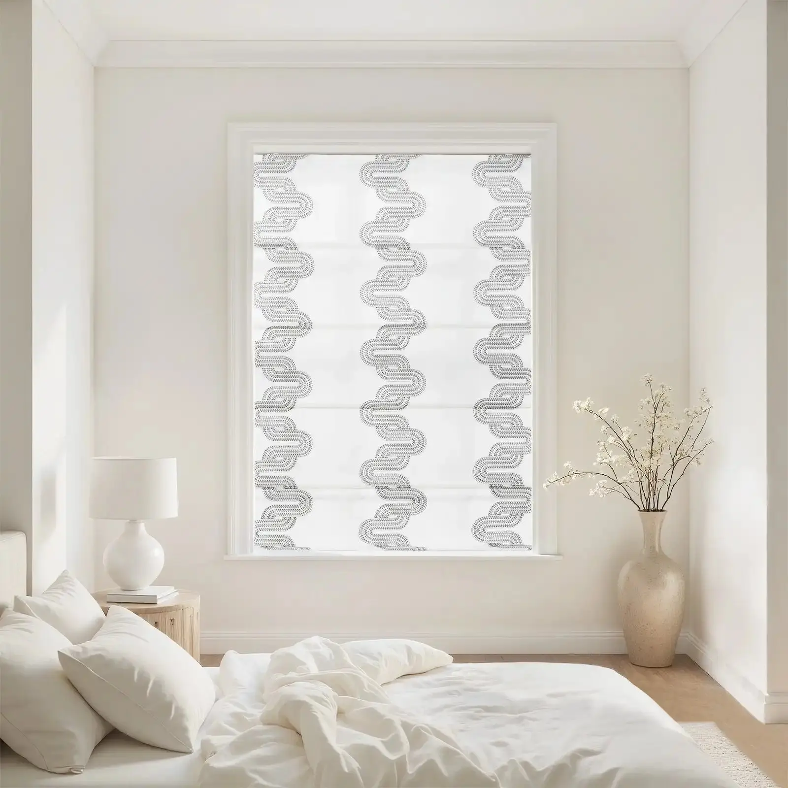 Linnea Linen Cotton Embroidered Roman Shade Cordless - Image 39