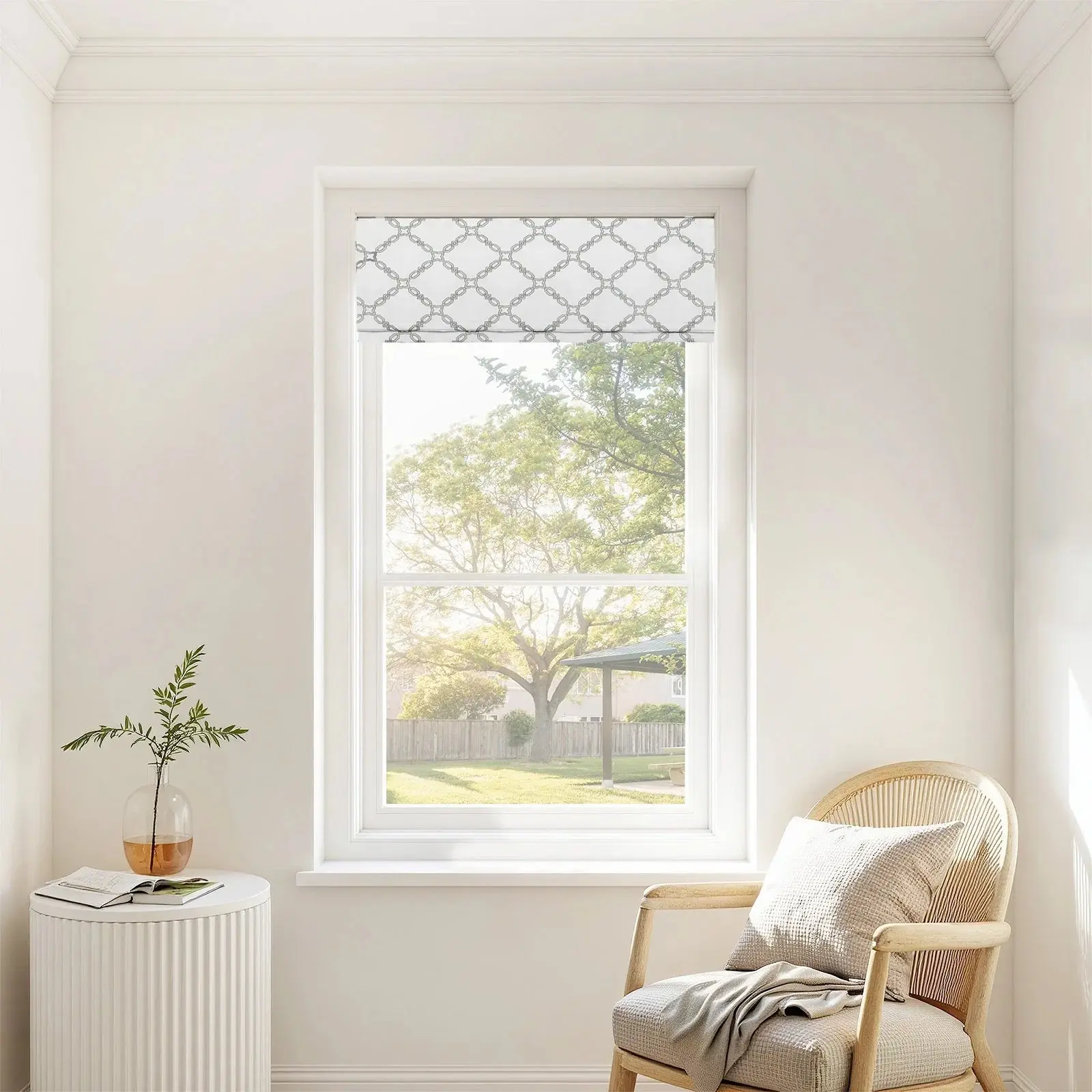 Linnea Linen Cotton Embroidered Roman Shade Cordless - Image 5
