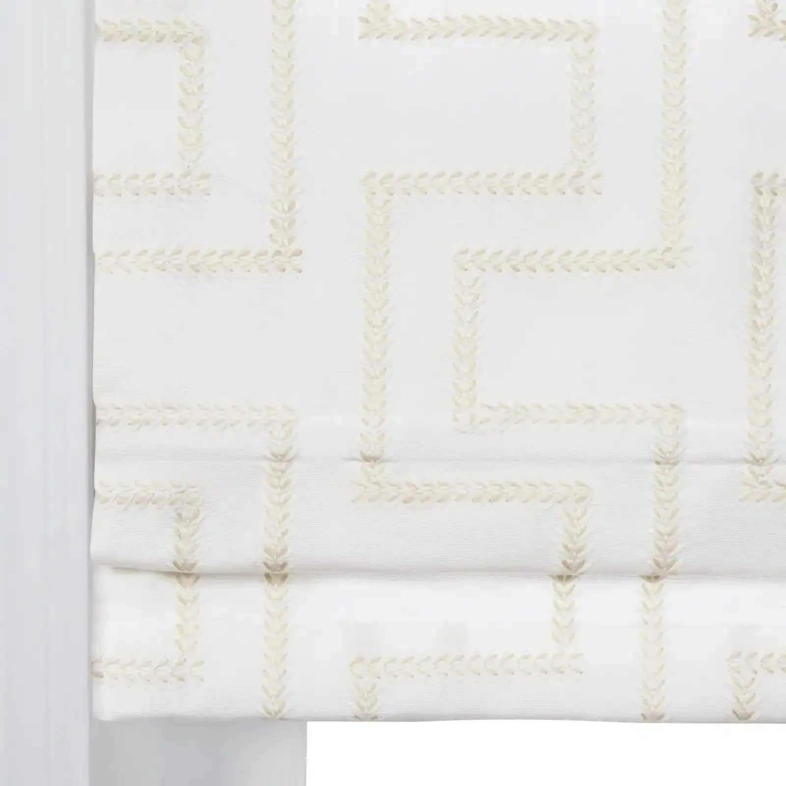 Linnea Linen Cotton Embroidered Roman Shade Cordless - Image 80