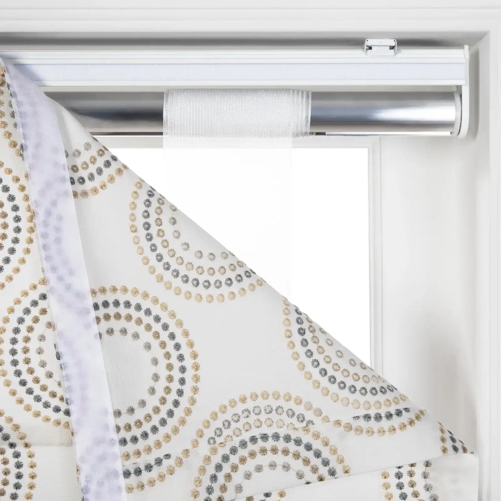 Linnea Linen Cotton Embroidered Roman Shade Cordless - Image 85