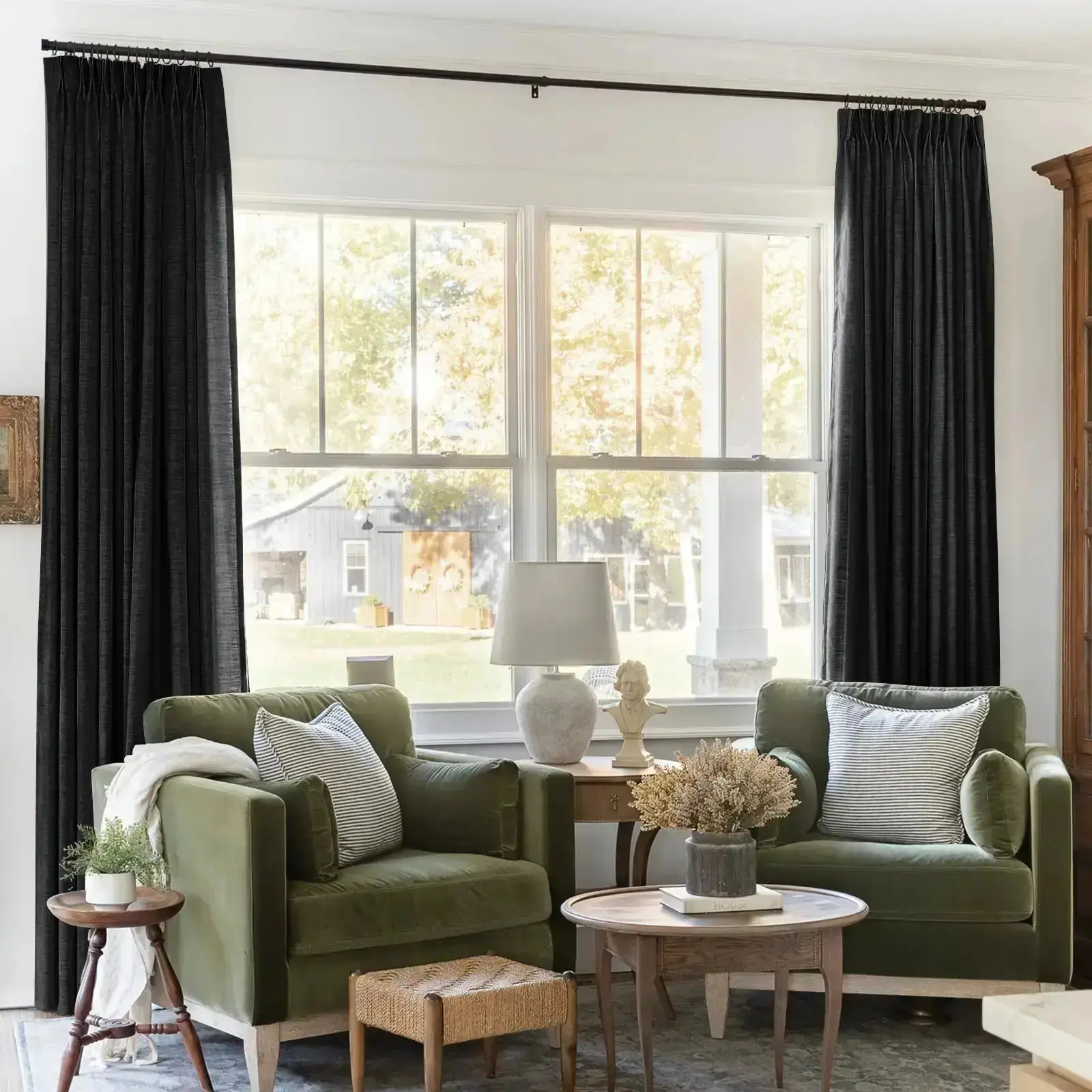 Liz Linen Blackout Curtains Pleated Drapery - Image 55