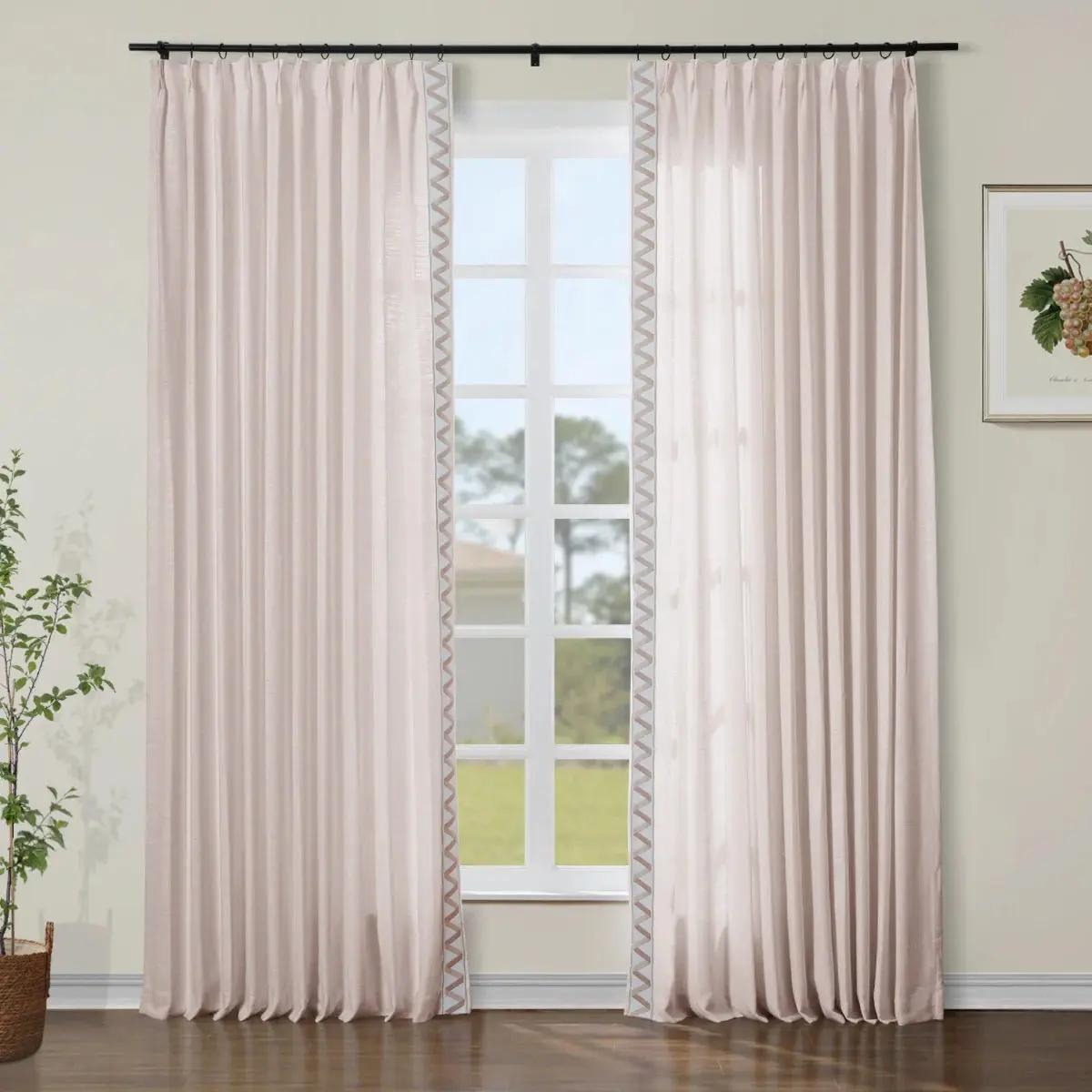 Liz Linen Curtains with Border Trim (Sold per Pair) - Image 66