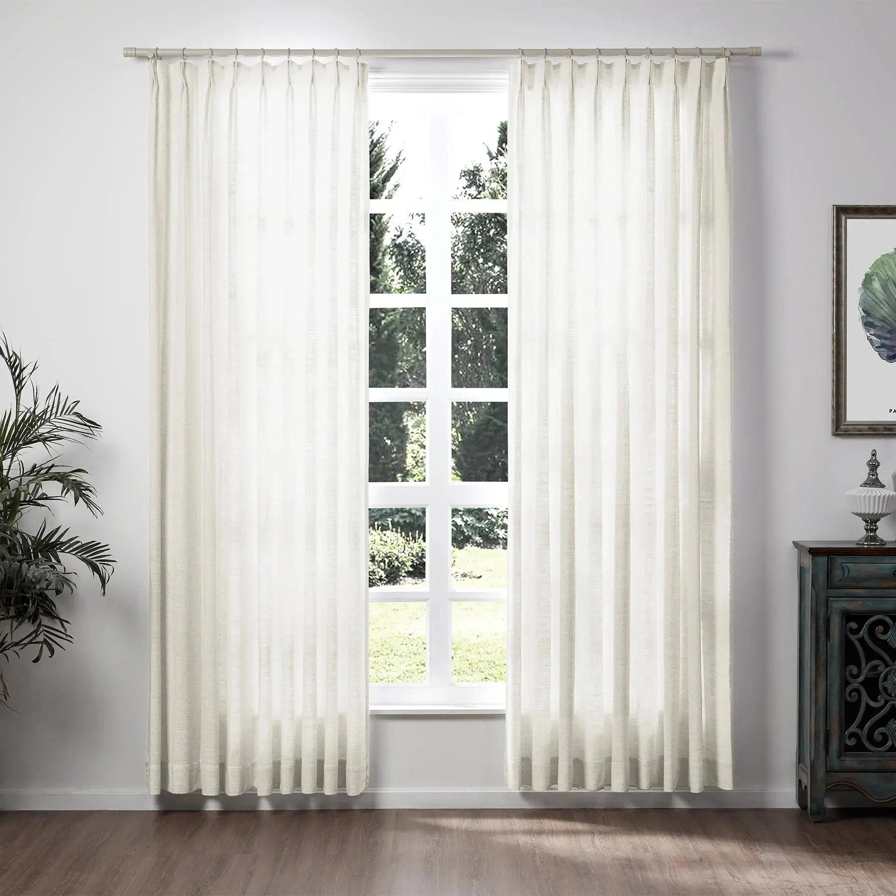 Liz Linen Ready Made Privacy Curtains Pinch Pleat Unlined - Image 66