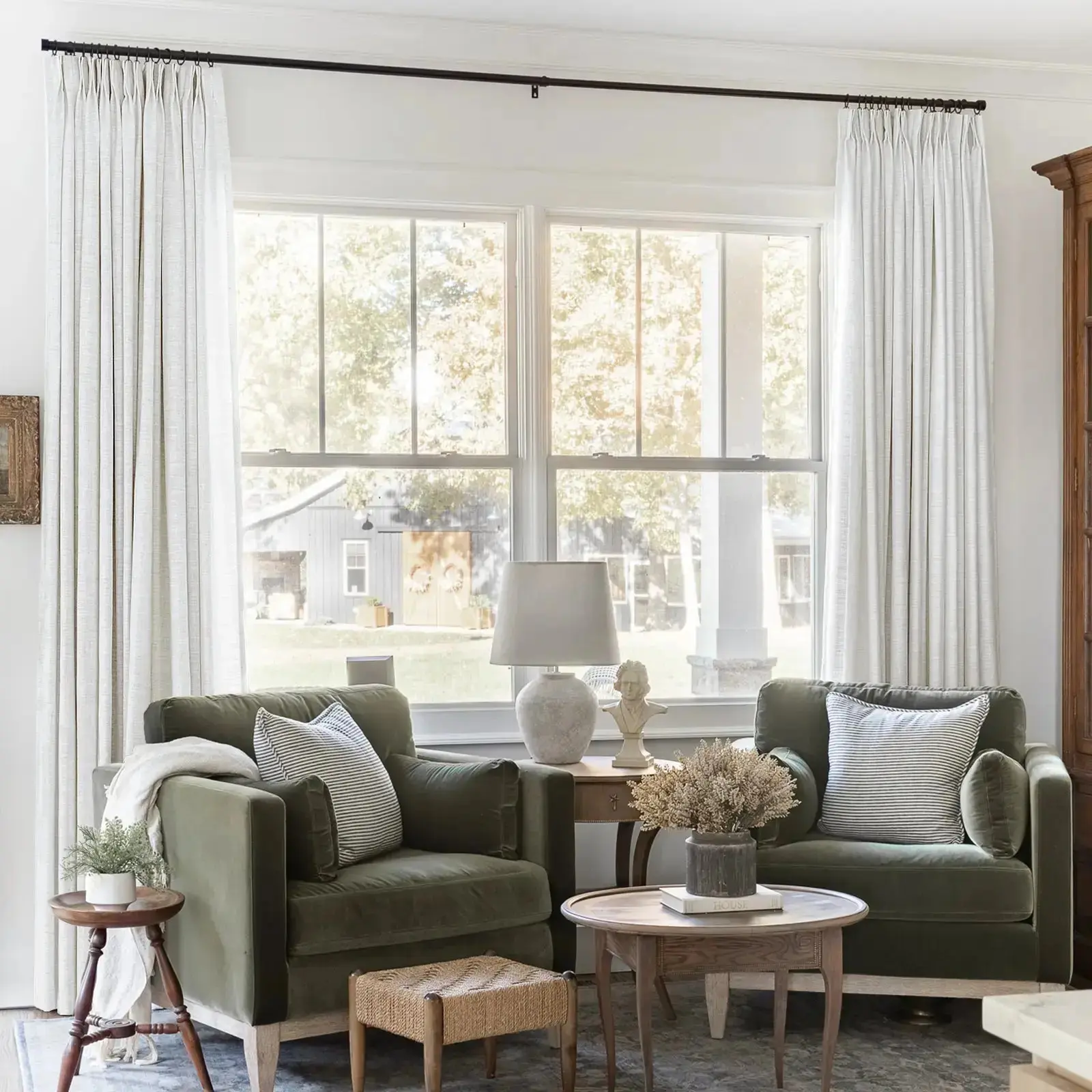 Liz Linen Ready Made Privacy Curtains Pinch Pleat Unlined - Image 8