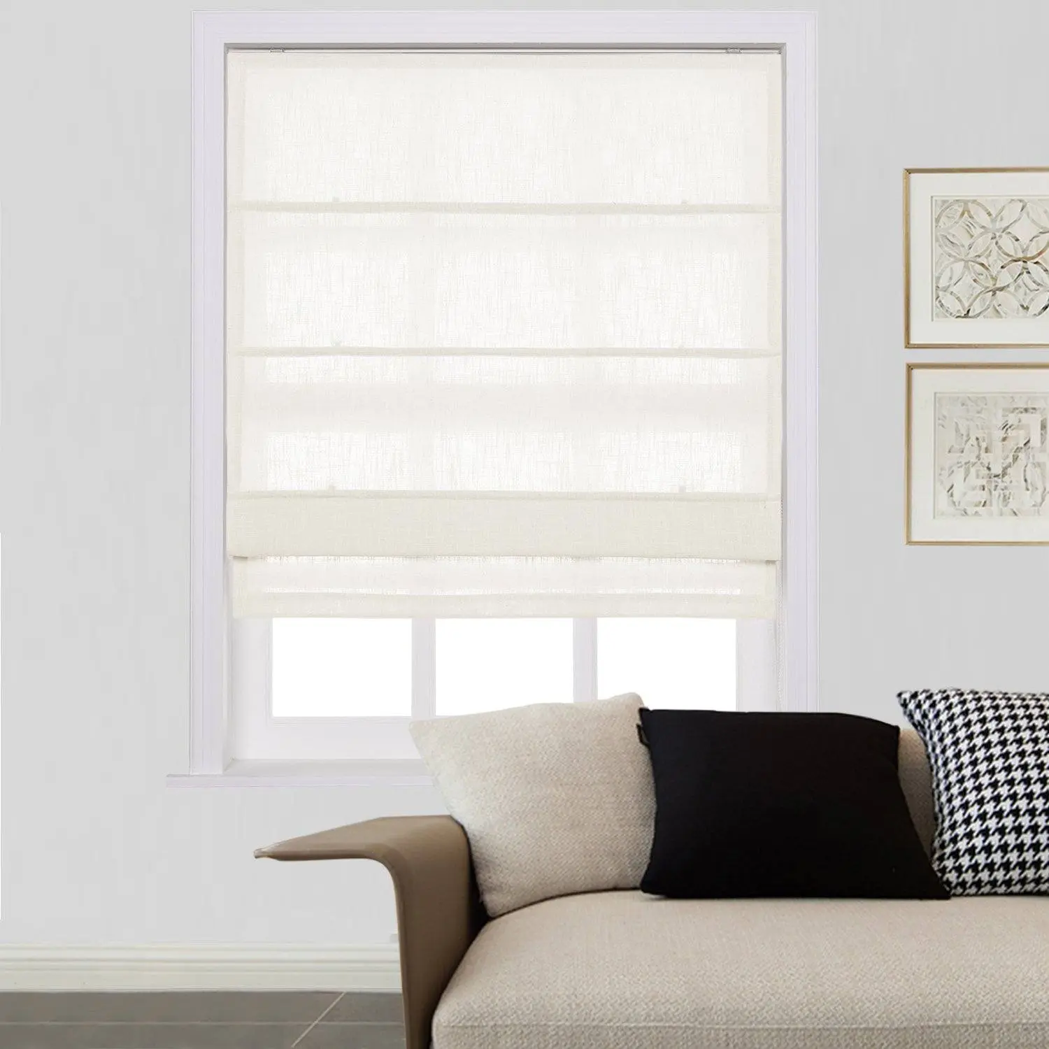 Liz Linen Window Roman Shades Loop Cord Lift - Image 23