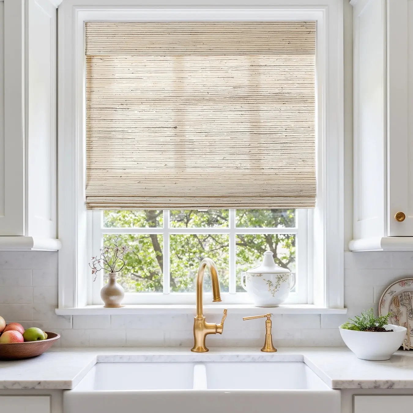 Lay Natural Ramie Bamboo Woven Shade - Beige Brown