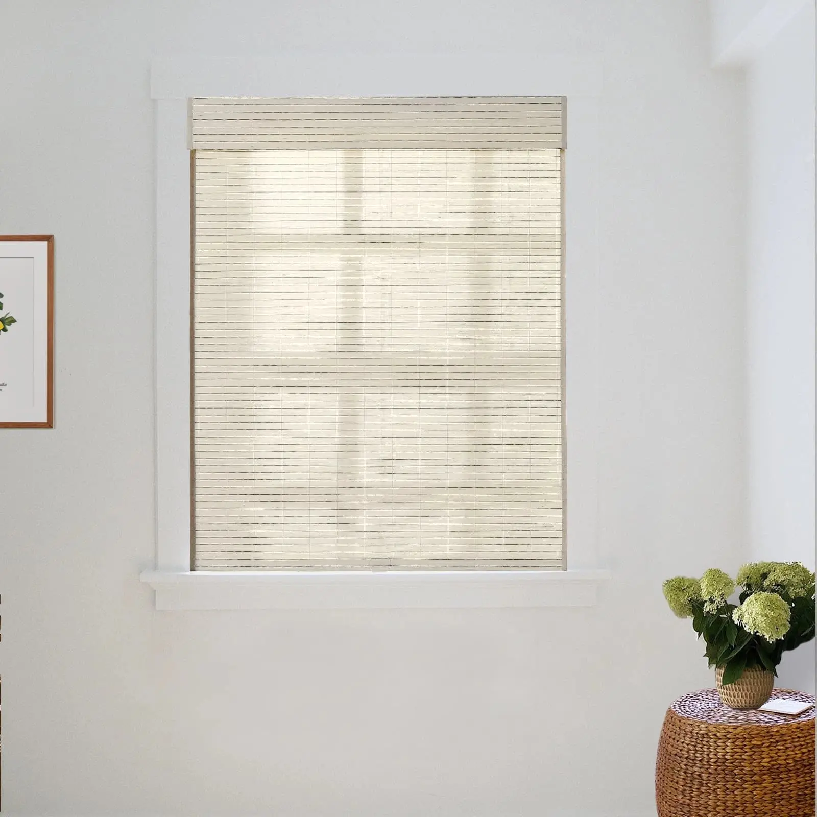 Lay Natural Ramie Bamboo Woven Shade - Beige White - Image 11