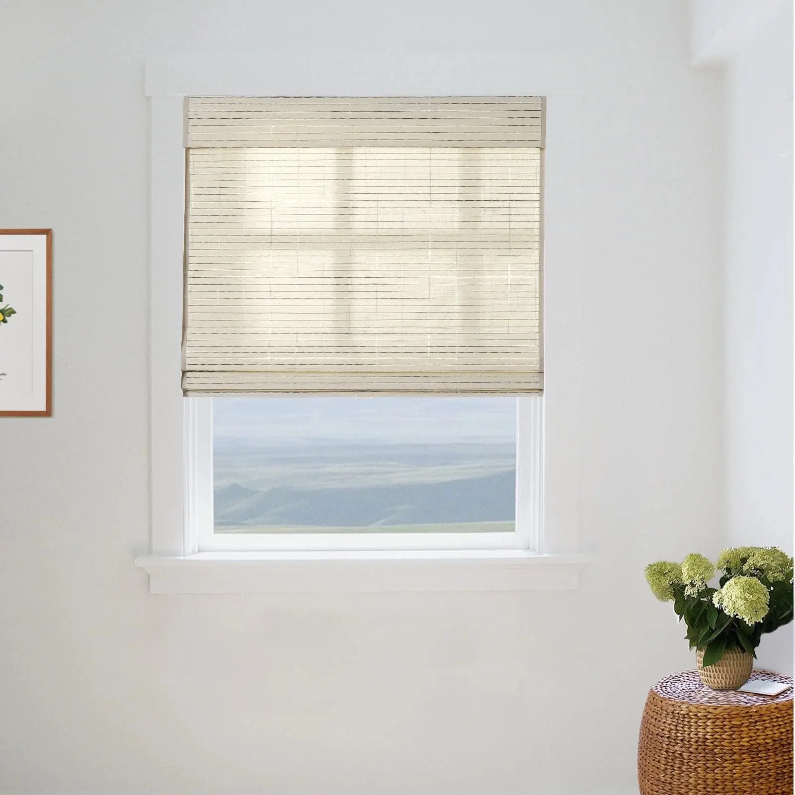 Lay Natural Ramie Bamboo Woven Shade - Beige White - Image 12