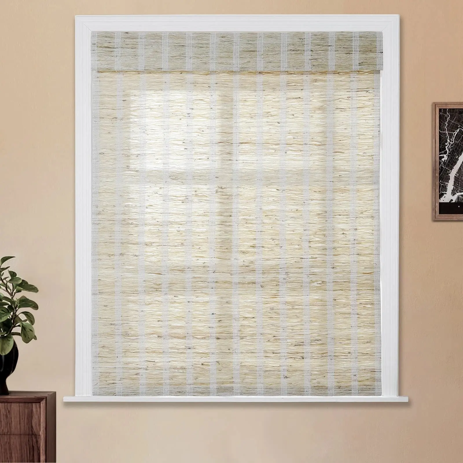 Lay Natural Ramie Bamboo Woven Shade - Shell - Image 10