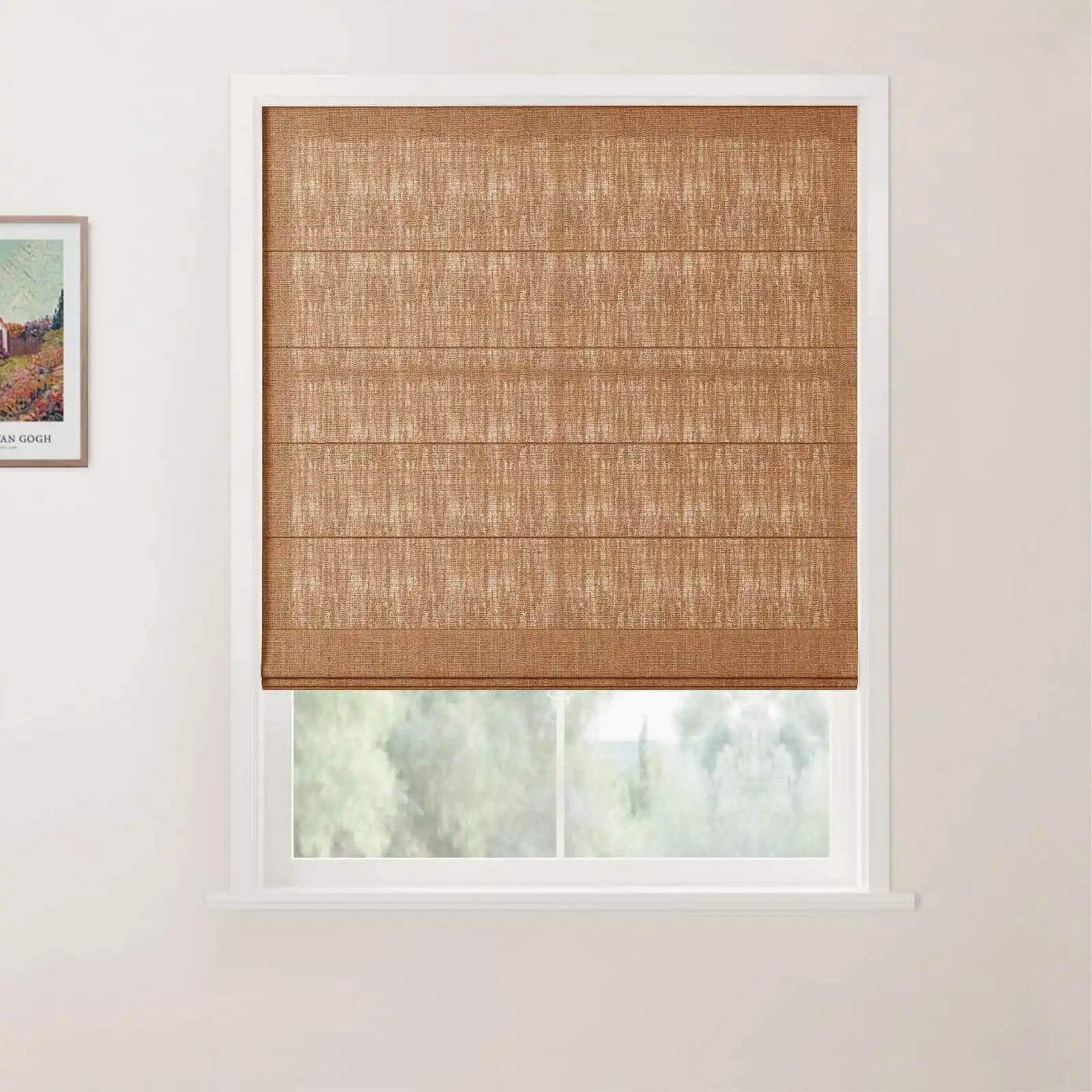 TWOPAGES Patti Linen Flat Fold Roman Shade Cordless - Image 36
