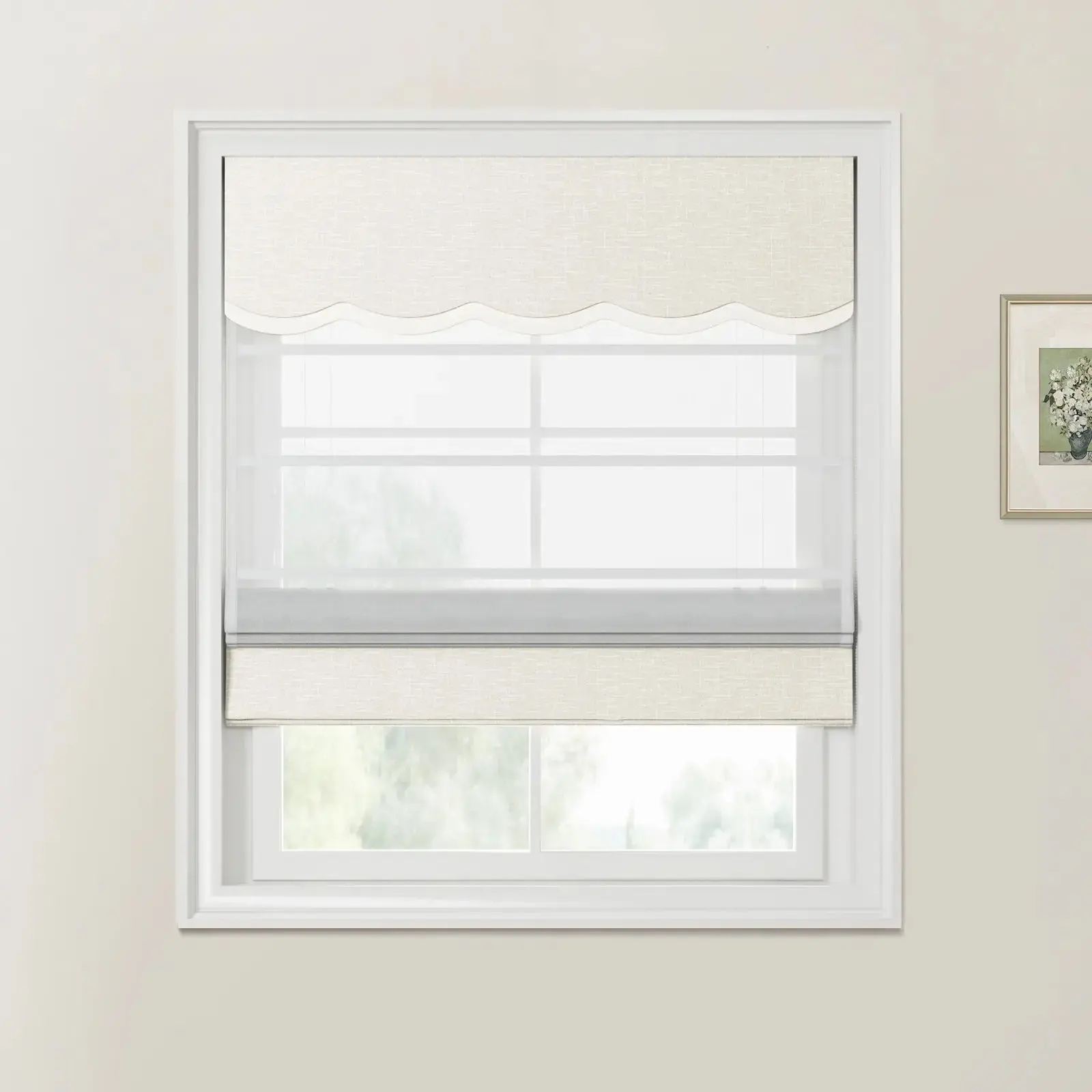 Custom Valanced Day Night Roman Shade Cord Lift - Image 10