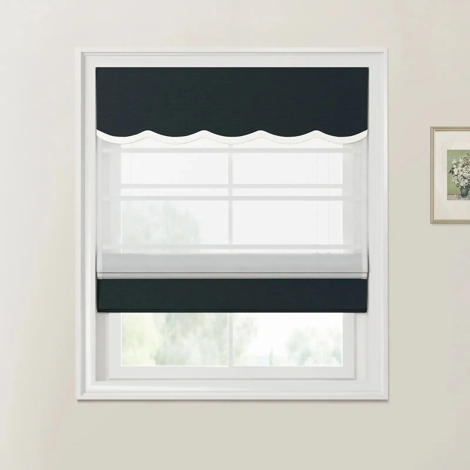 Custom Valanced Day Night Roman Shade Cord Lift - Image 51