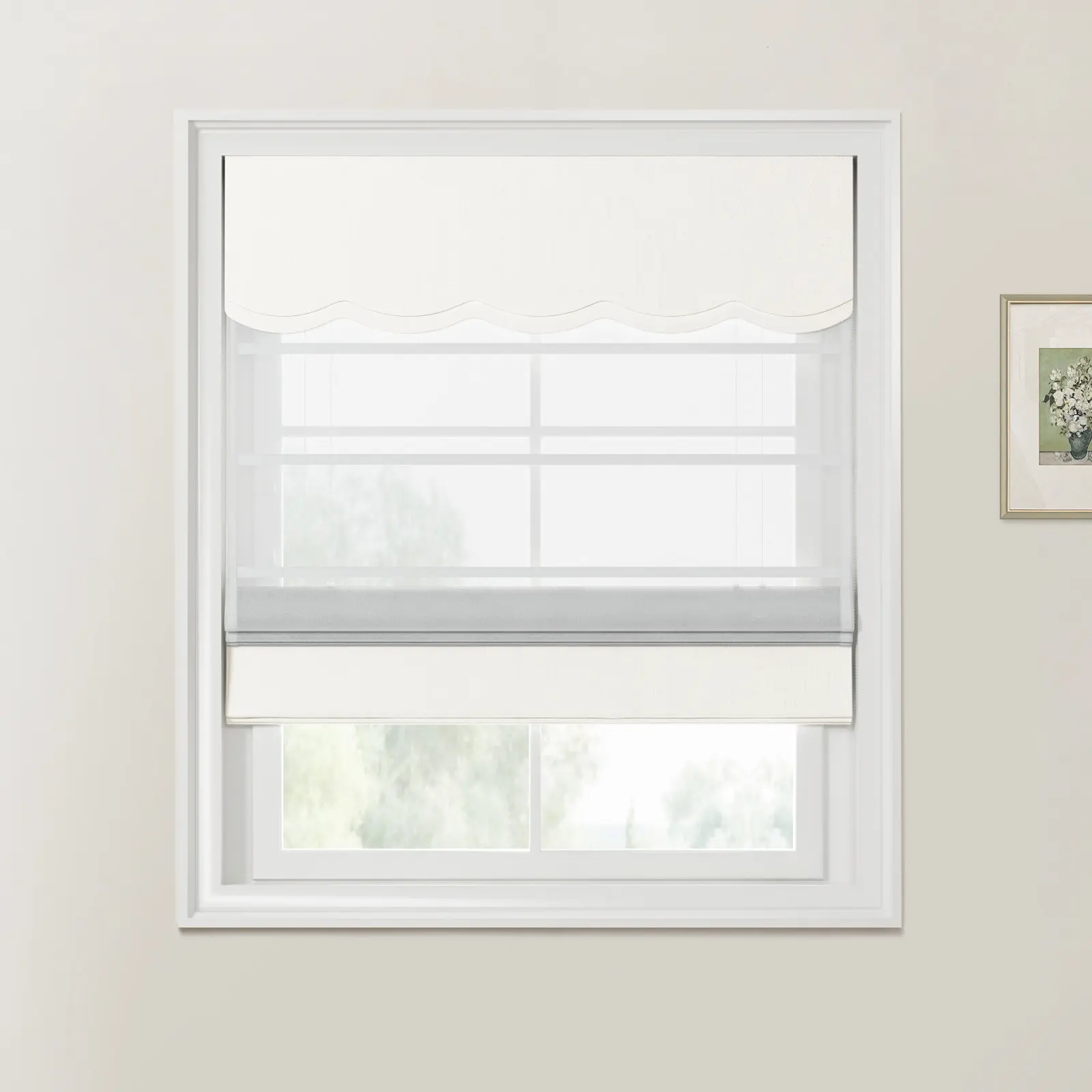 Patti Linen Valanced Day Night Roman Shade Cord Lift - Image 9
