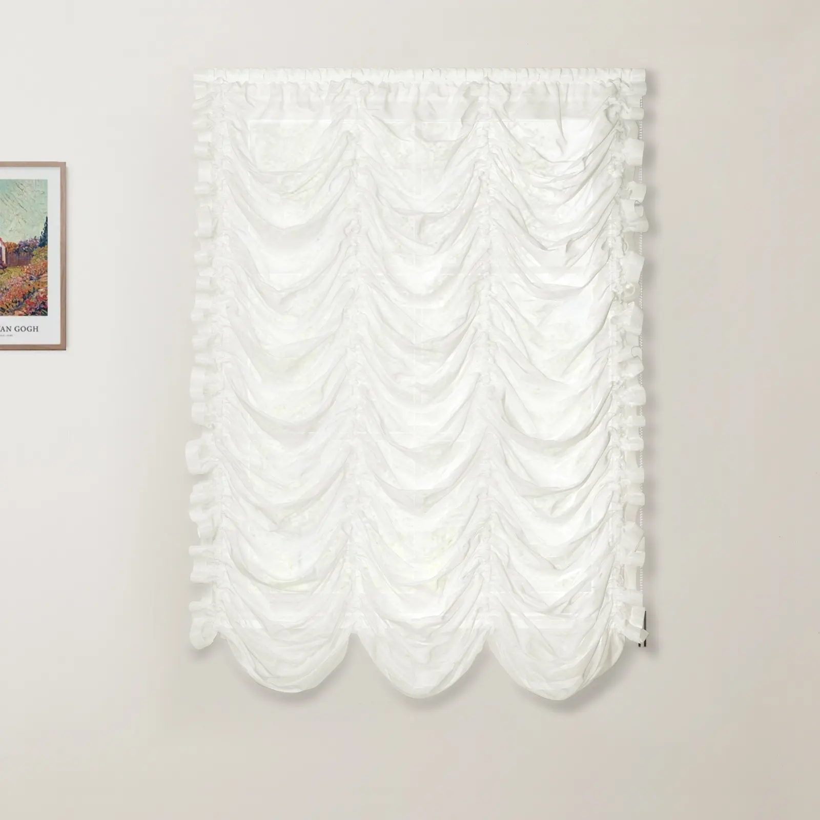 Pleated Austrian Sheer Roman Shade Cord Lift - Image 4